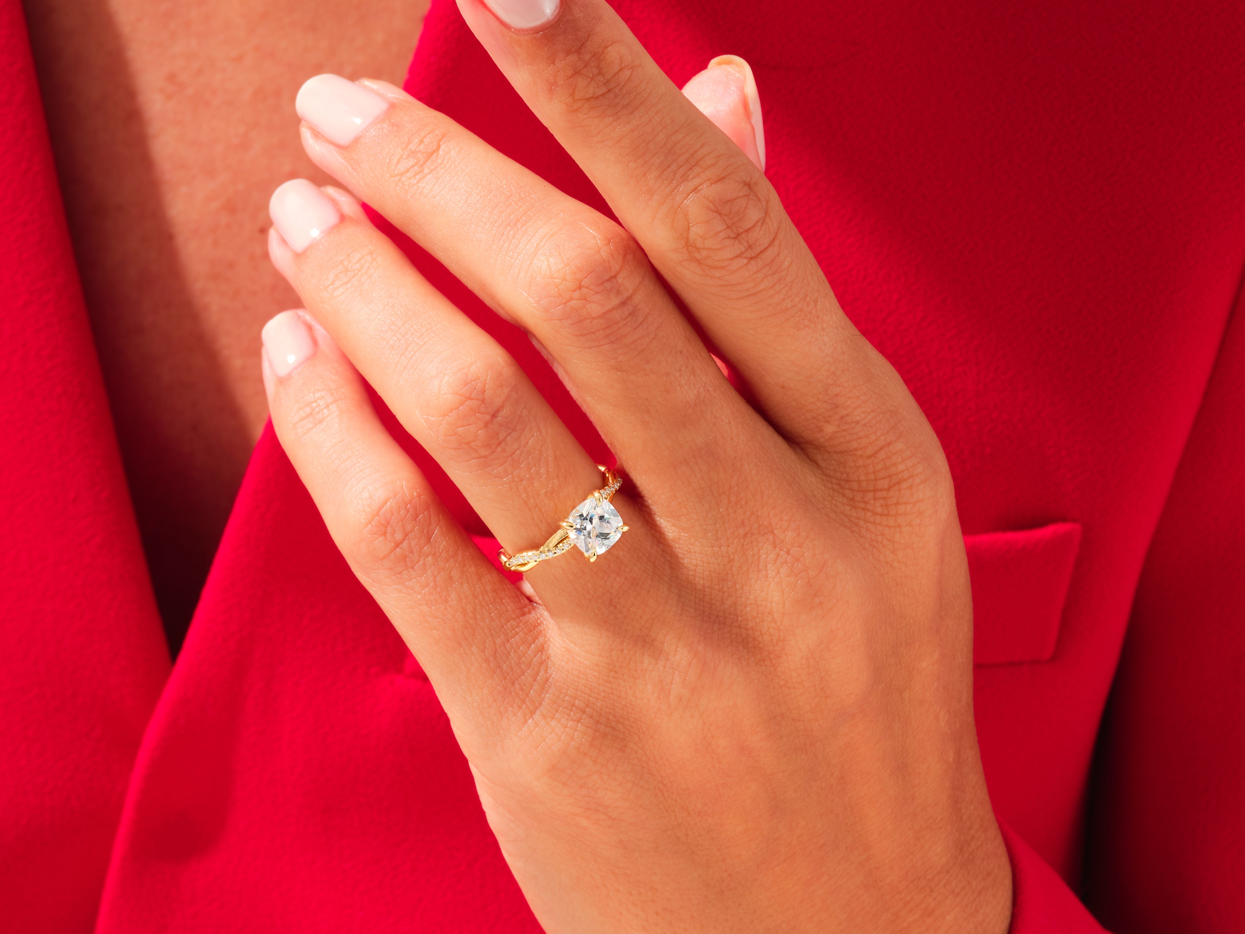 Cushion Twisted Engagement Ring