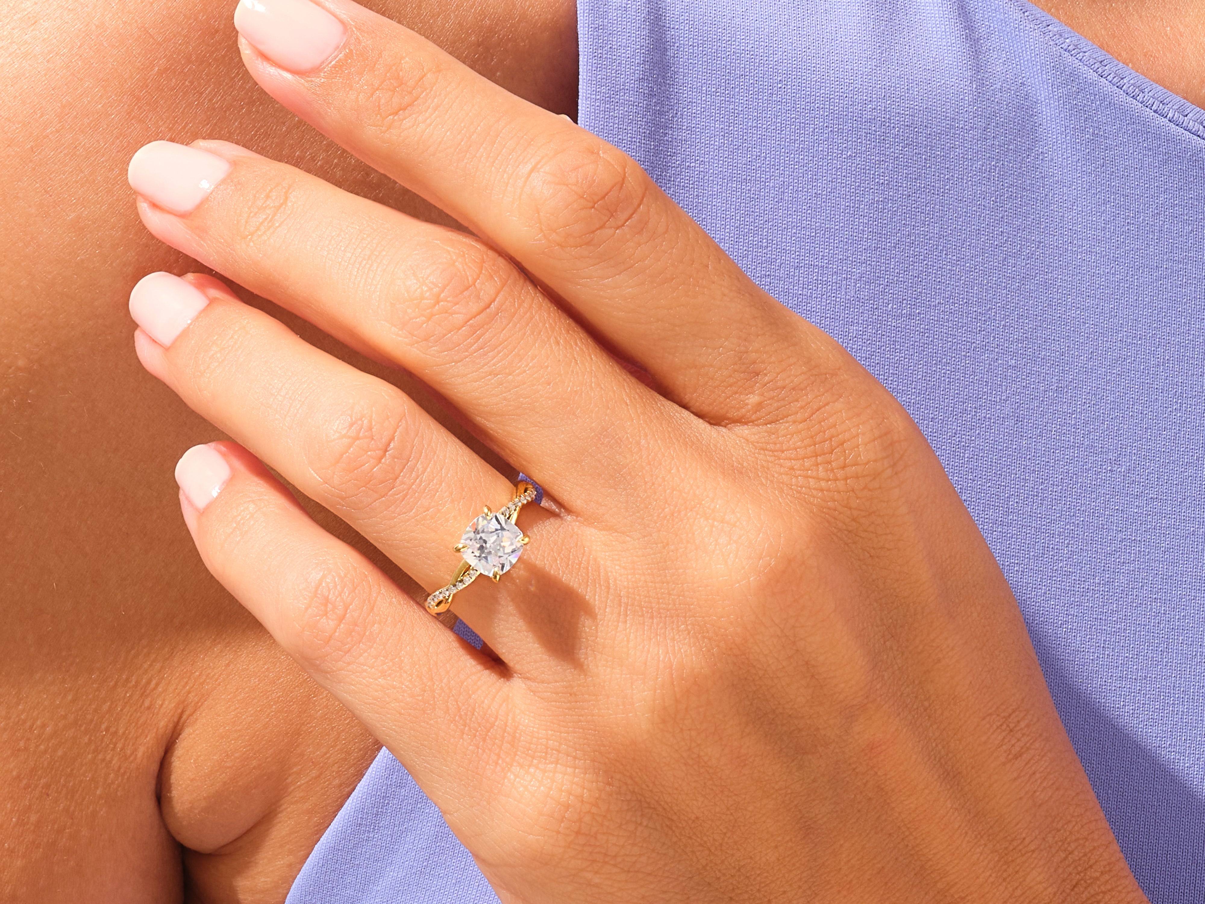 Cushion Twisted Engagement Ring