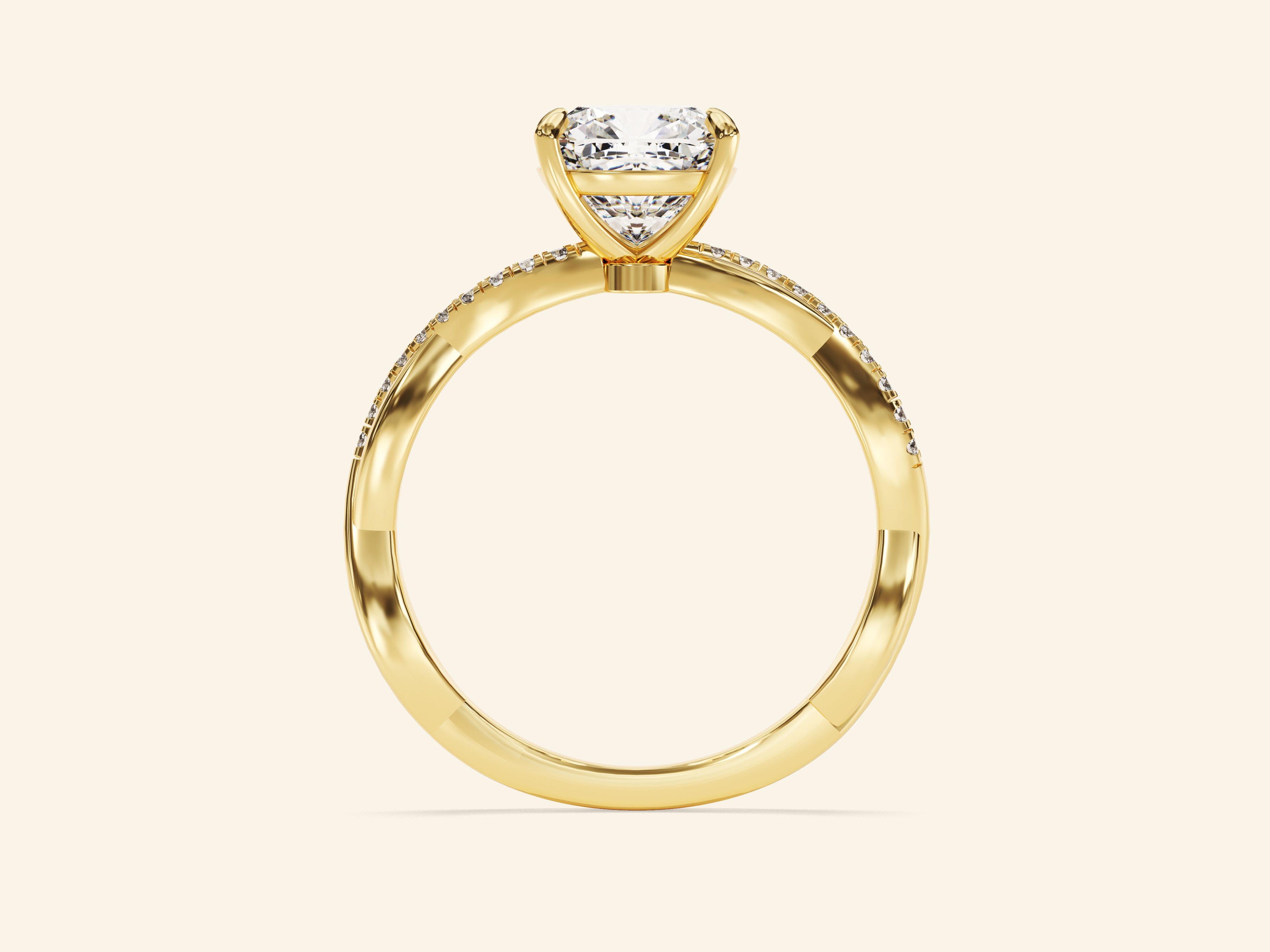 Cushion Twisted Engagement Ring