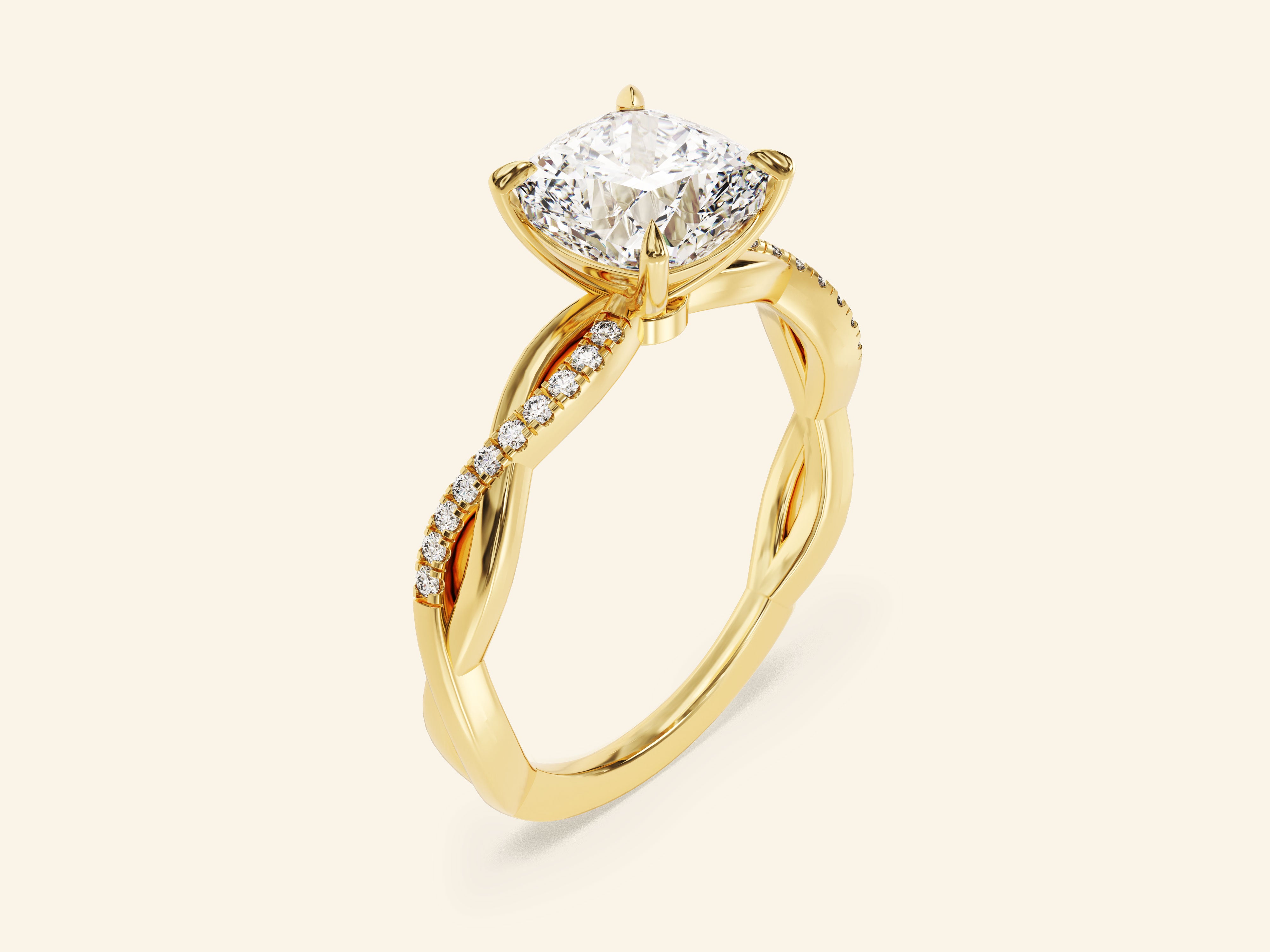 Cushion Twisted Engagement Ring