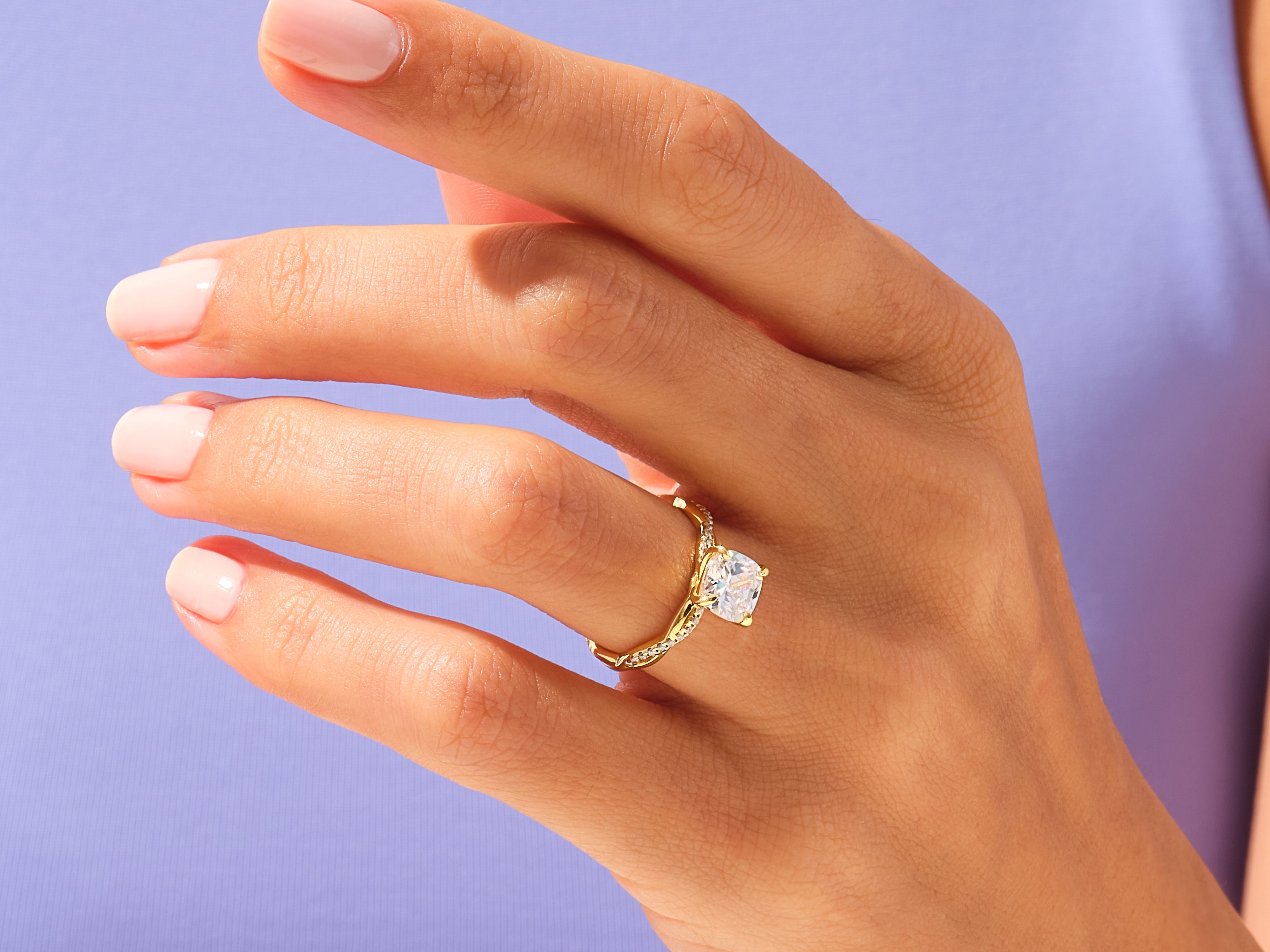 Cushion Twisted Engagement Ring