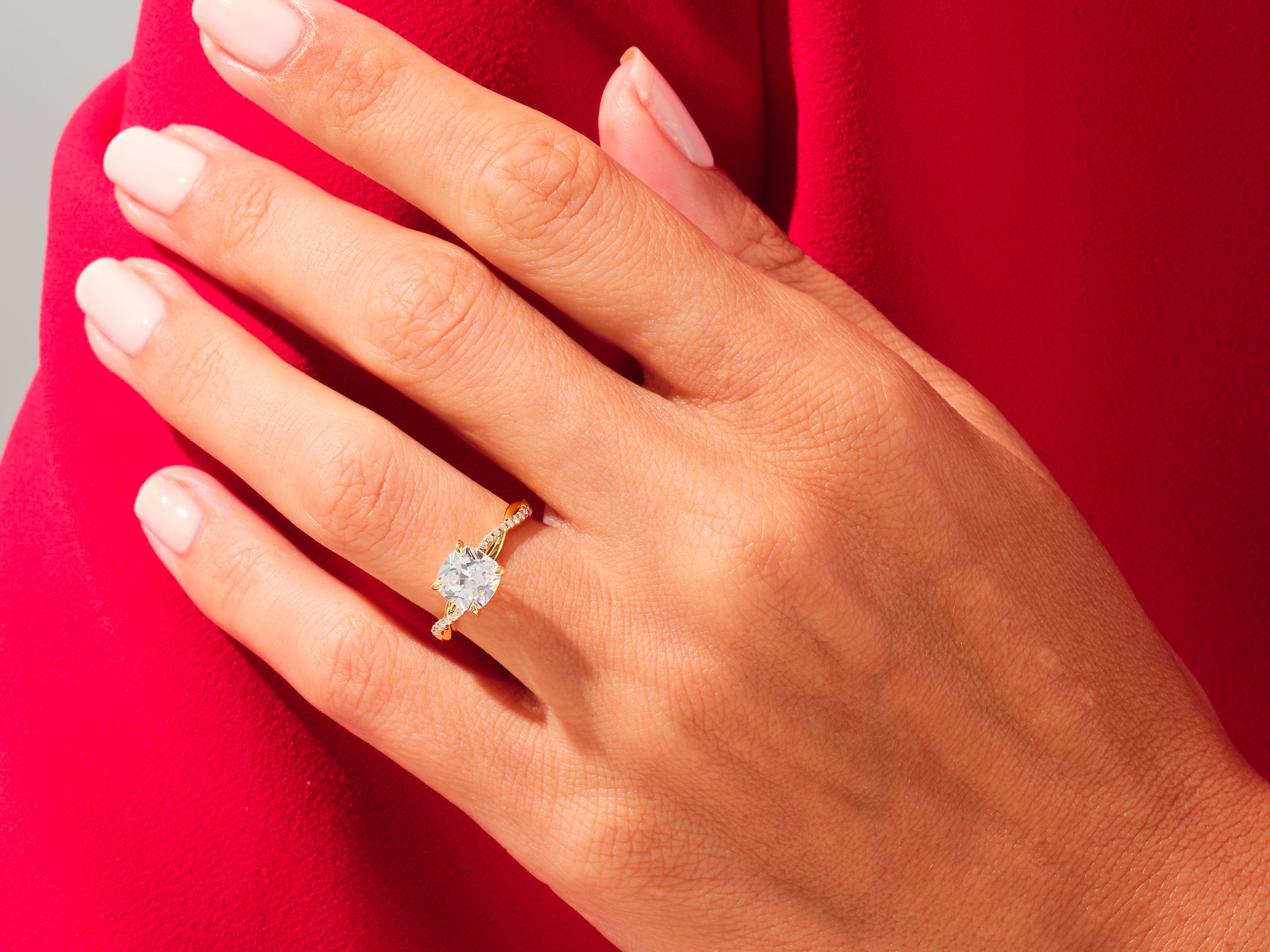 Cushion Twisted Engagement Ring