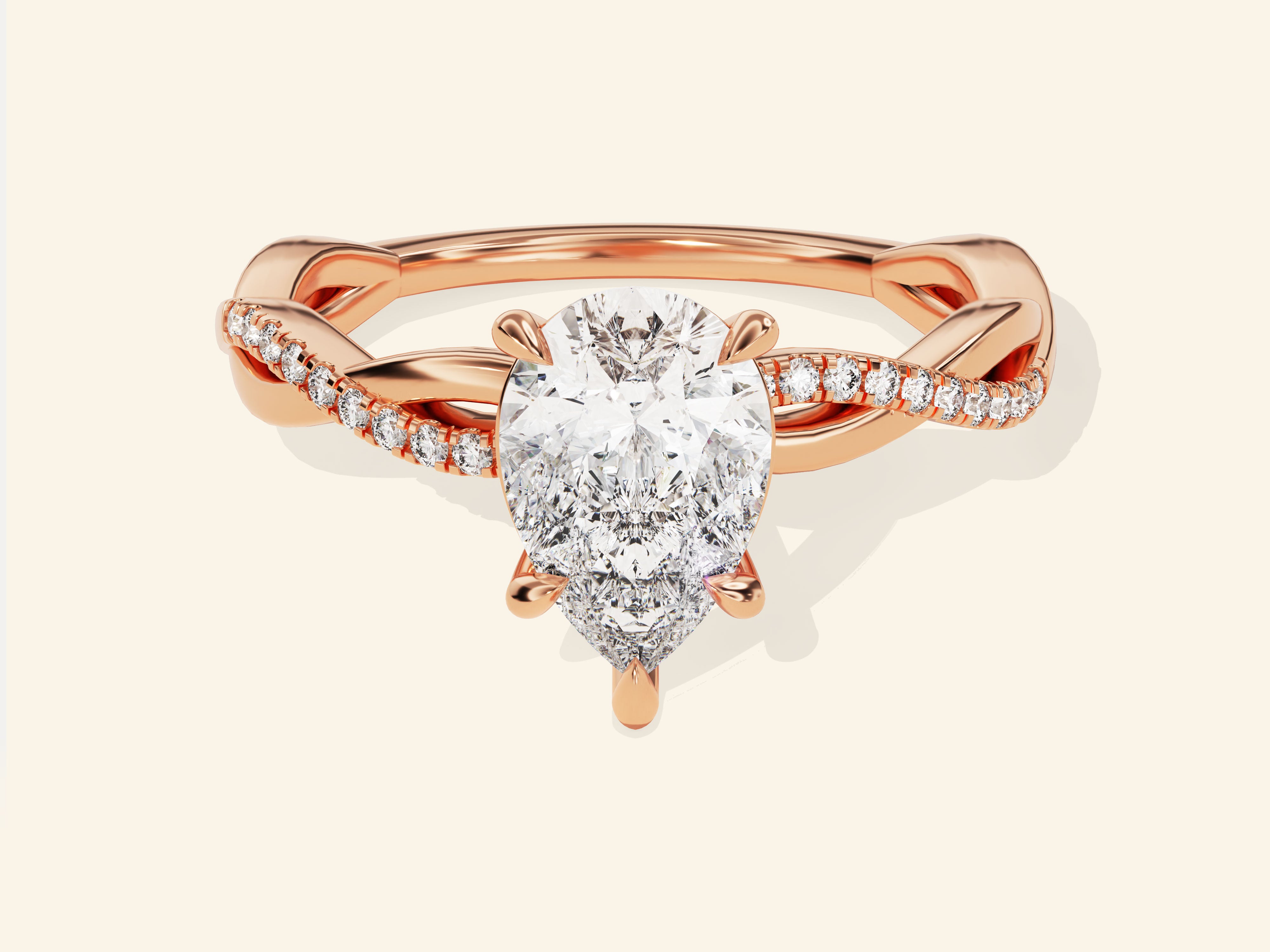 Pear Twisted Engagement Ring