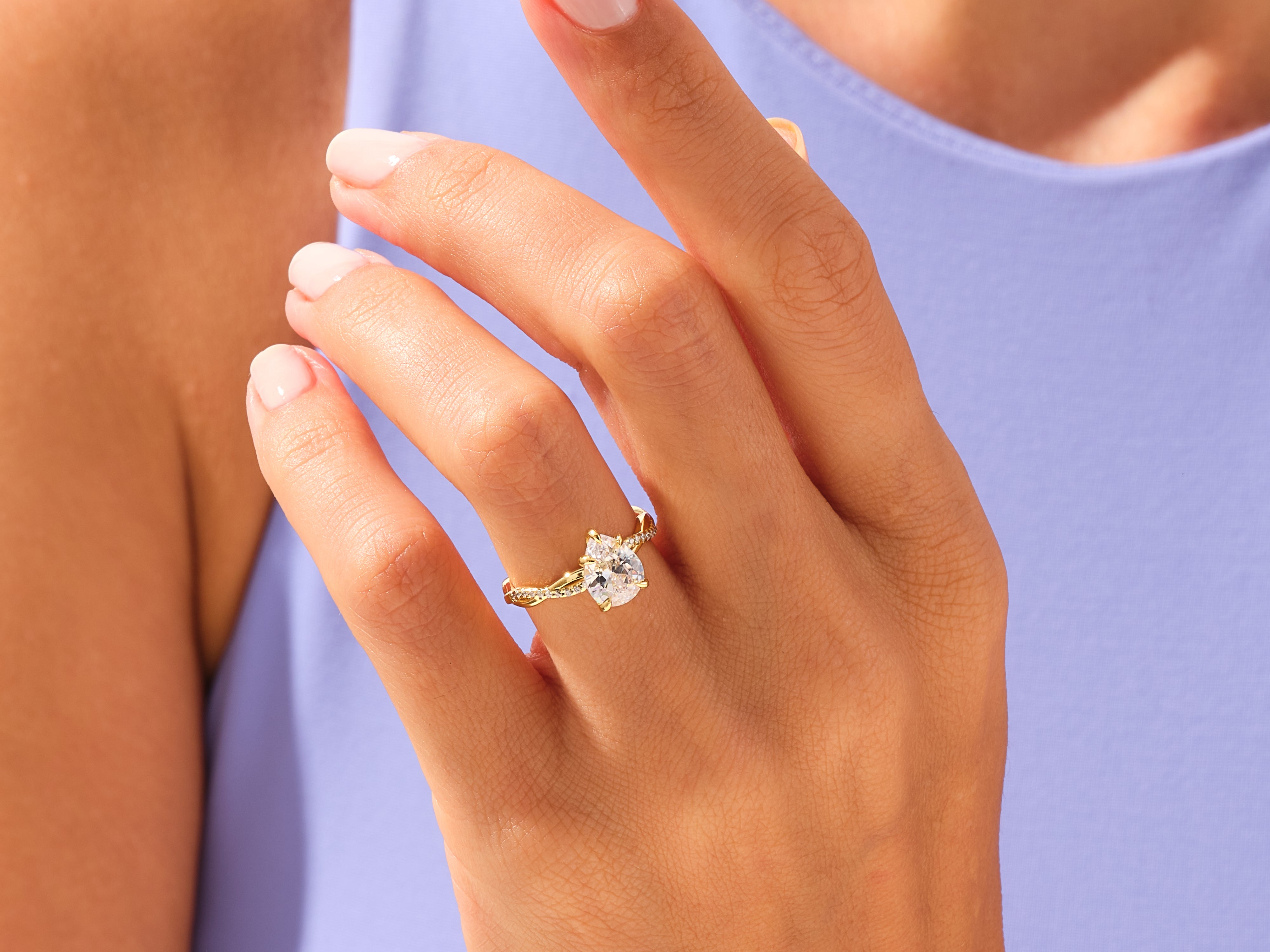 Pear Twisted Engagement Ring