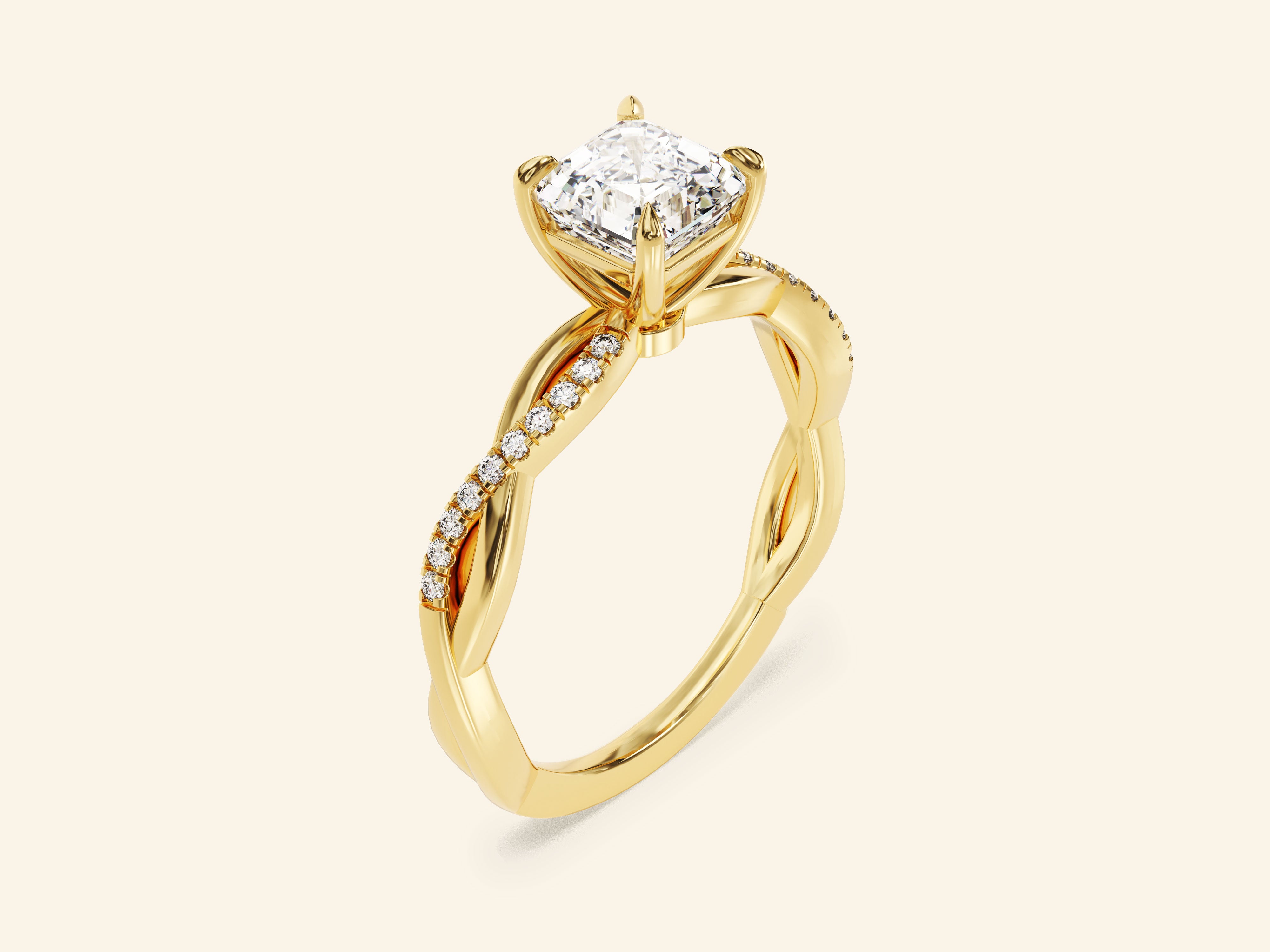 Asscher Twisted Engagement Ring