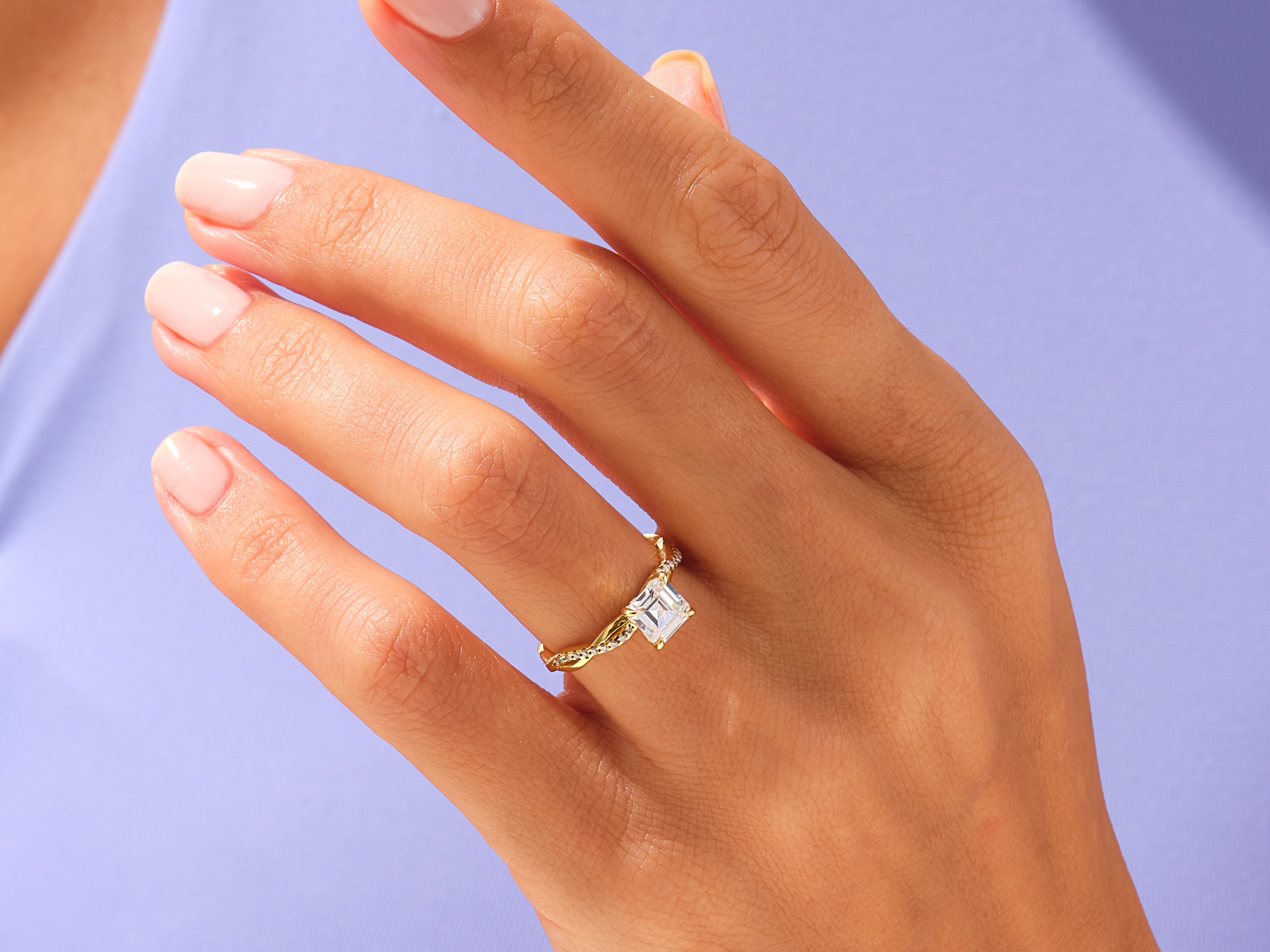 Asscher Twisted Engagement Ring