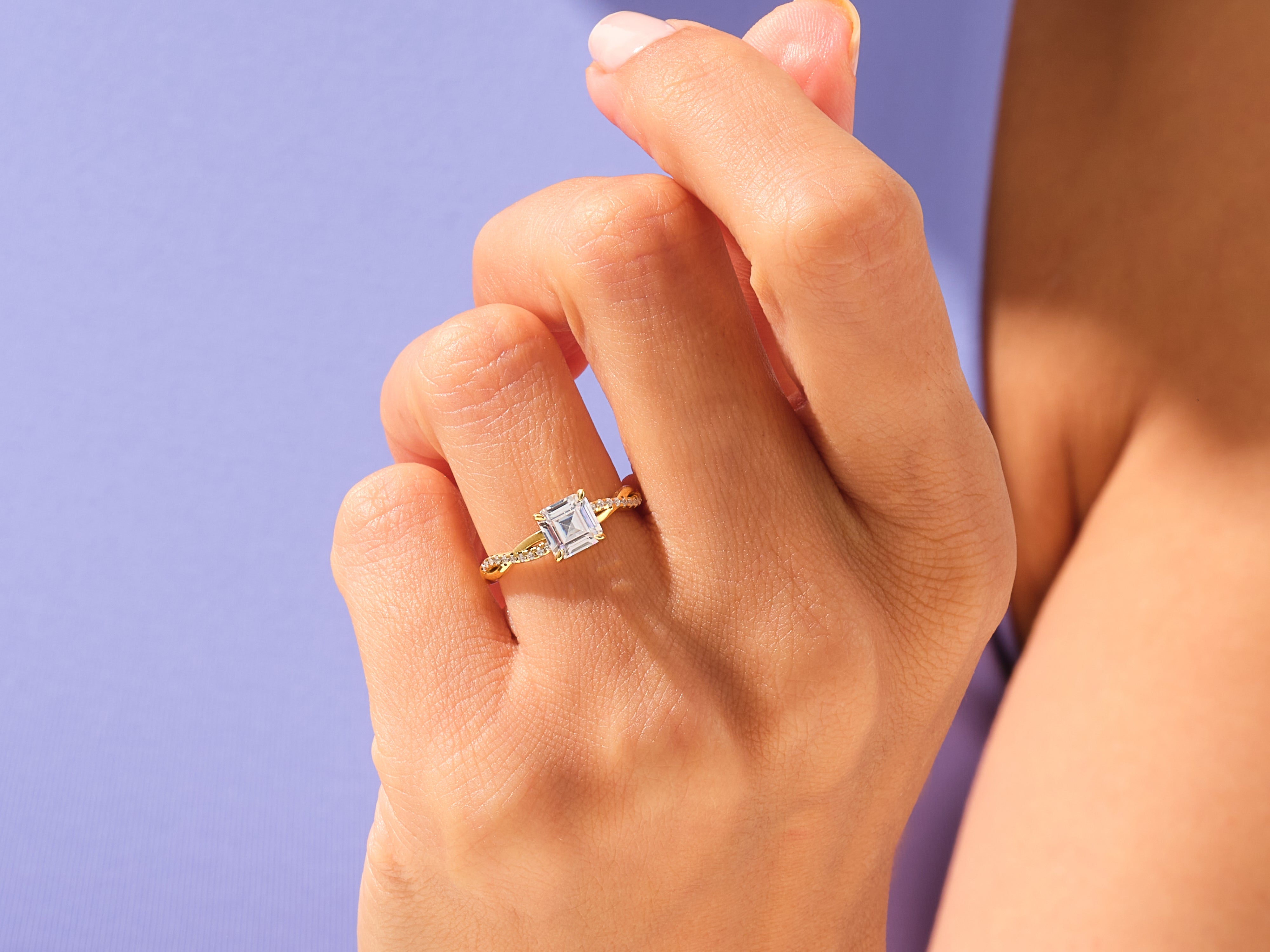 Asscher Twisted Engagement Ring