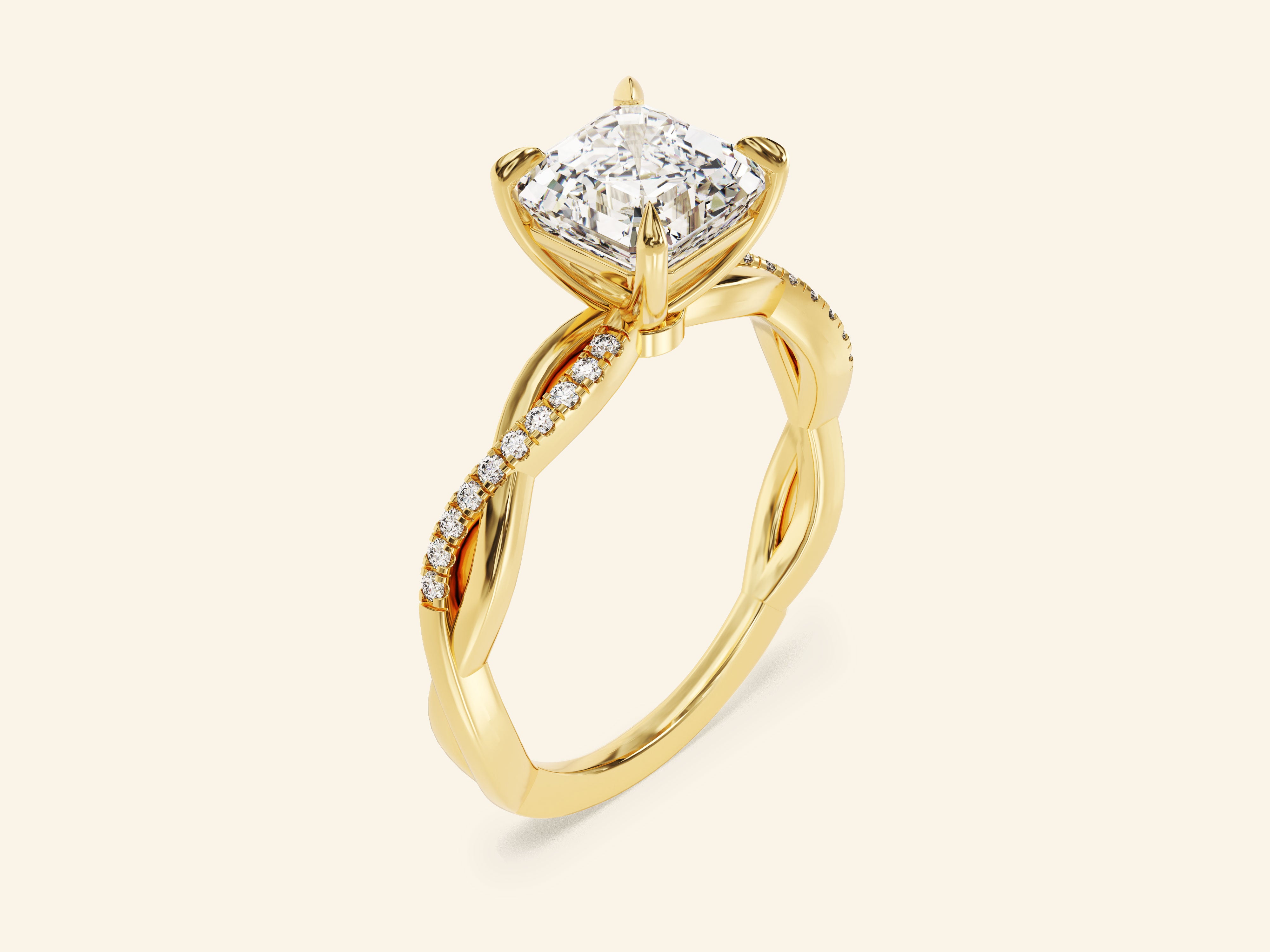 Asscher Twisted Engagement Ring
