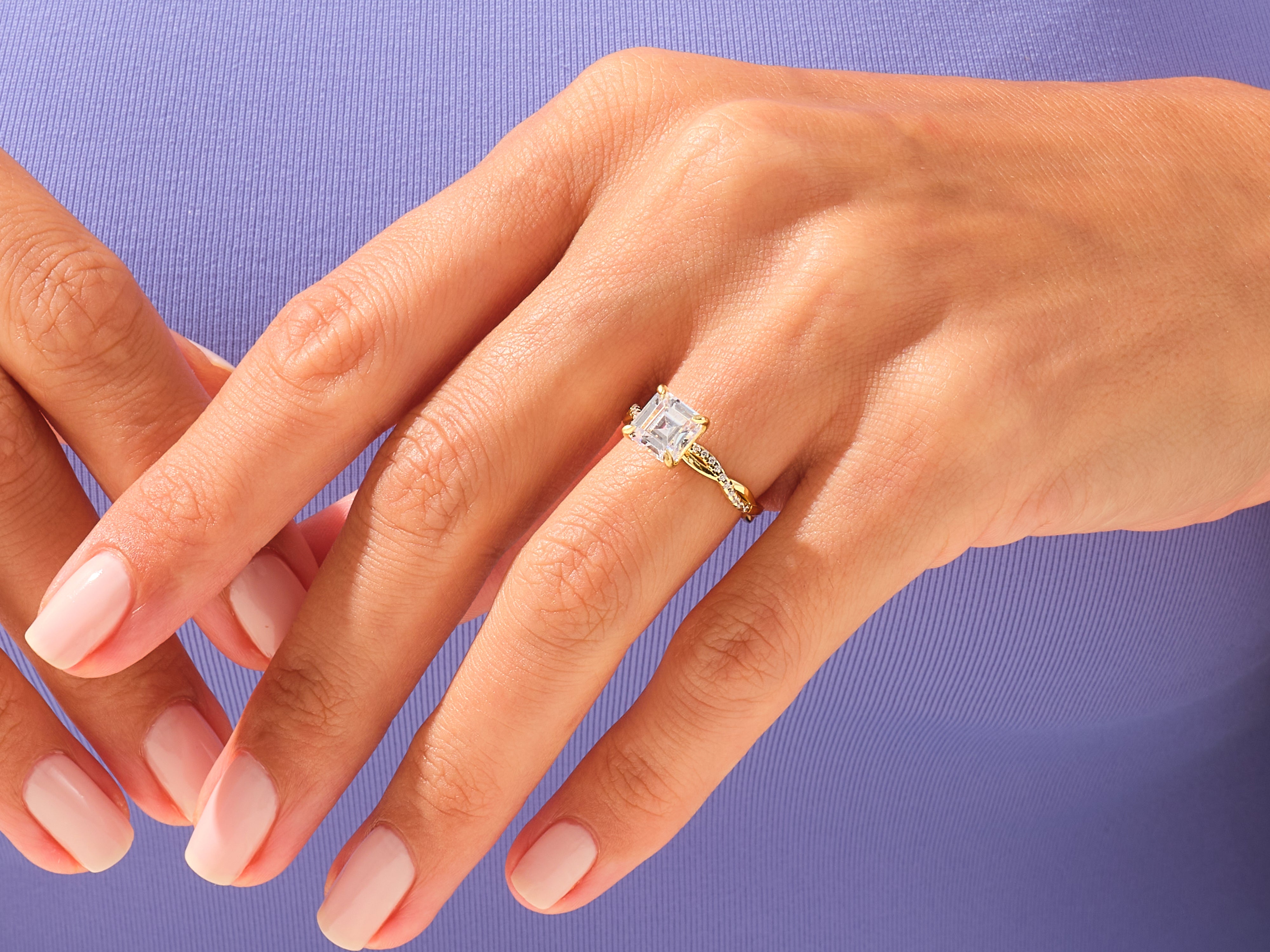 Asscher Twisted Engagement Ring
