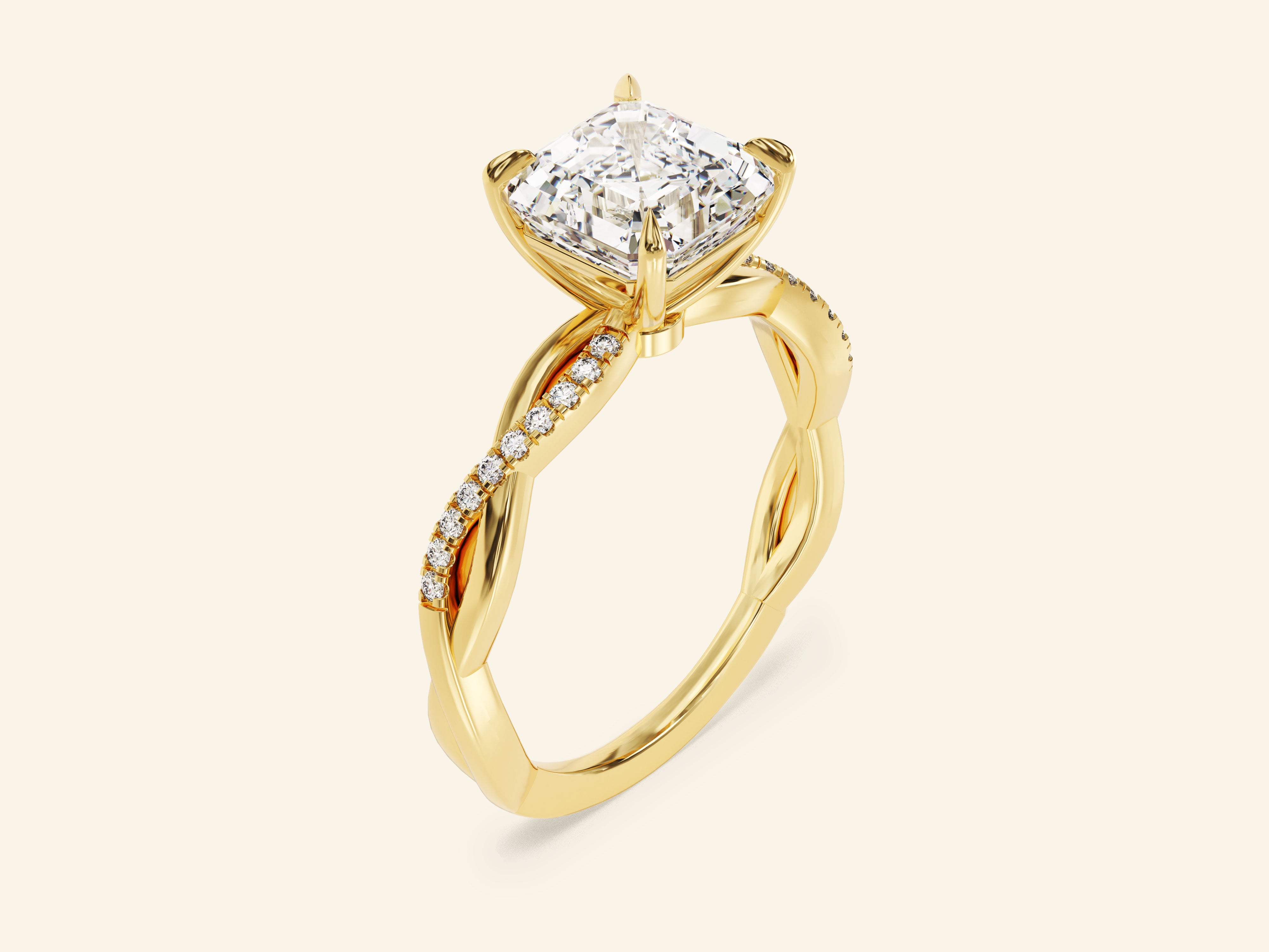 Asscher Twisted Engagement Ring