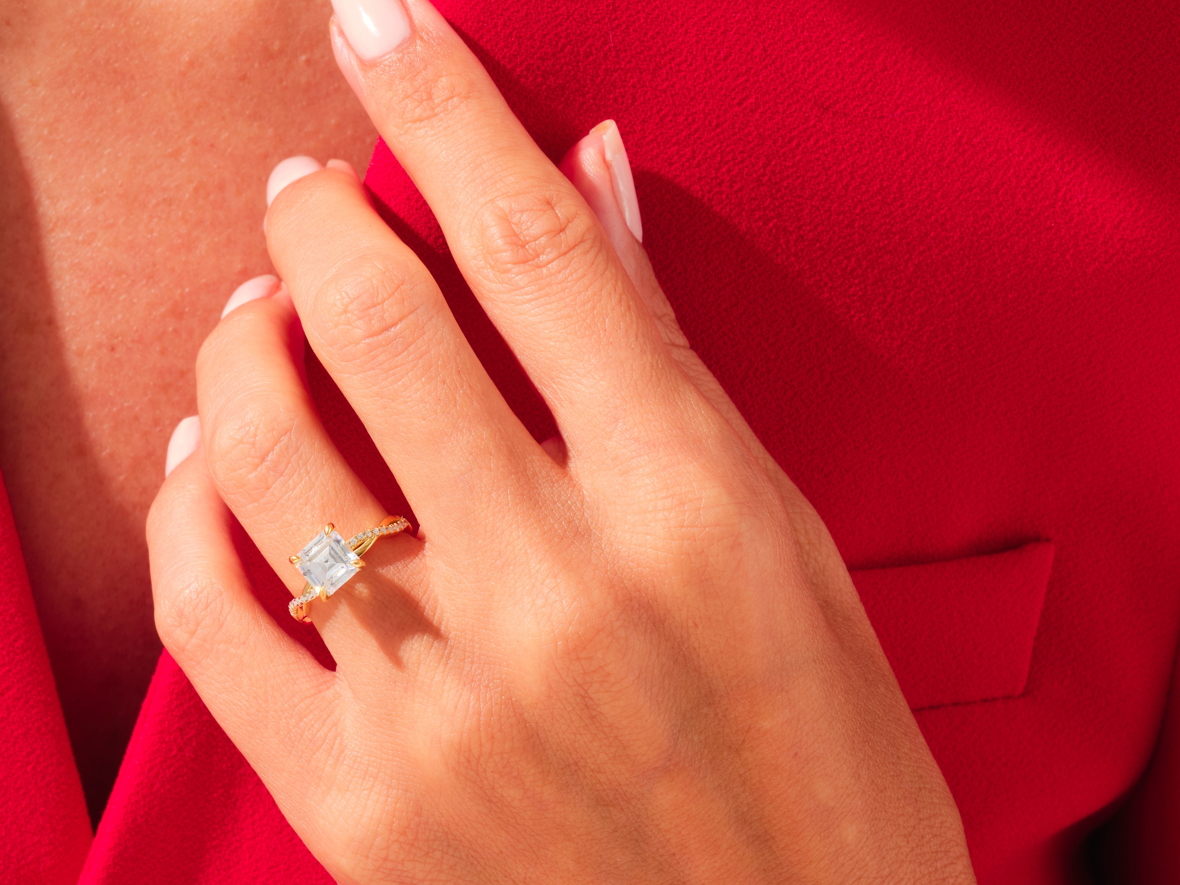 Asscher Twisted Engagement Ring