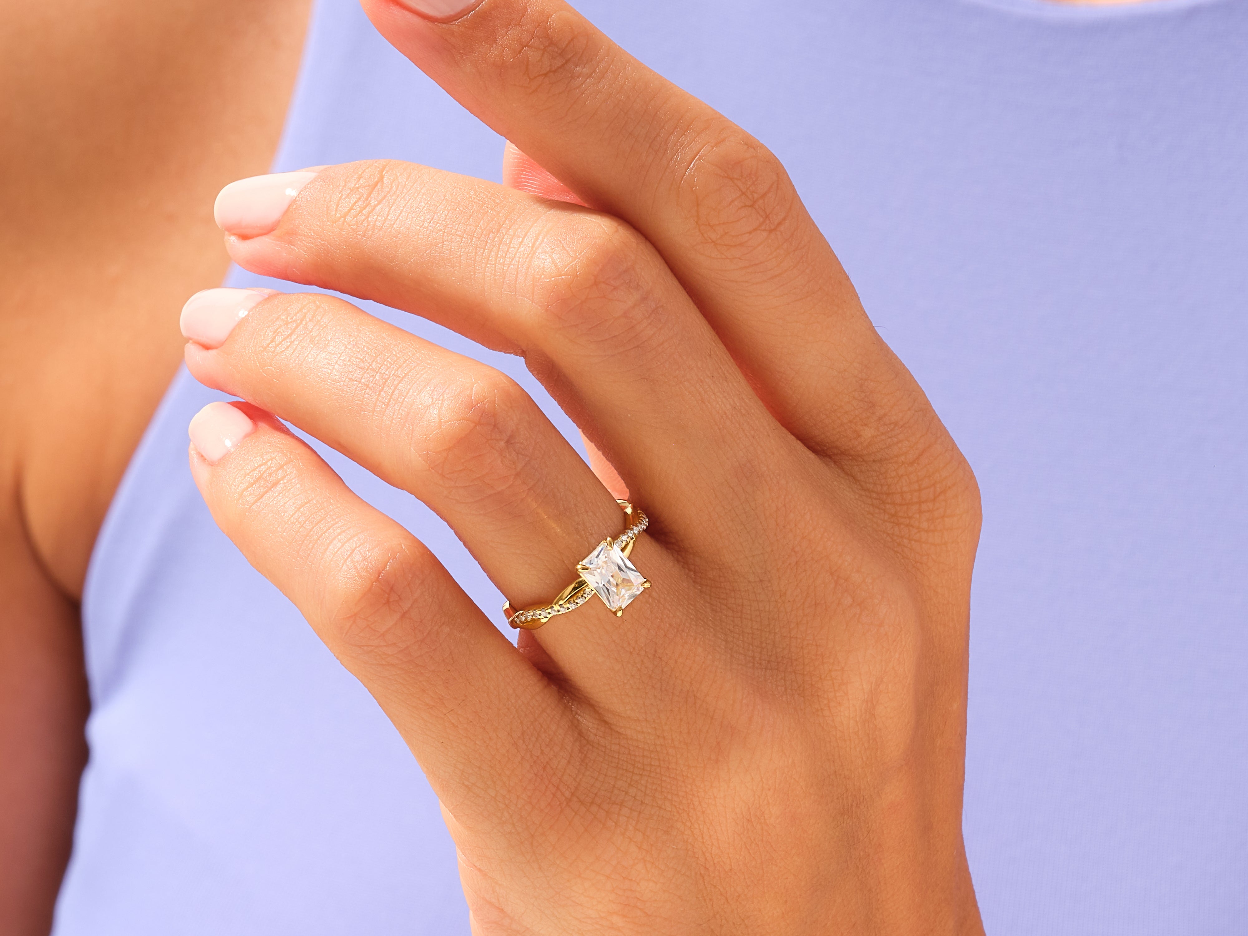 Radiant Twisted Engagement Ring