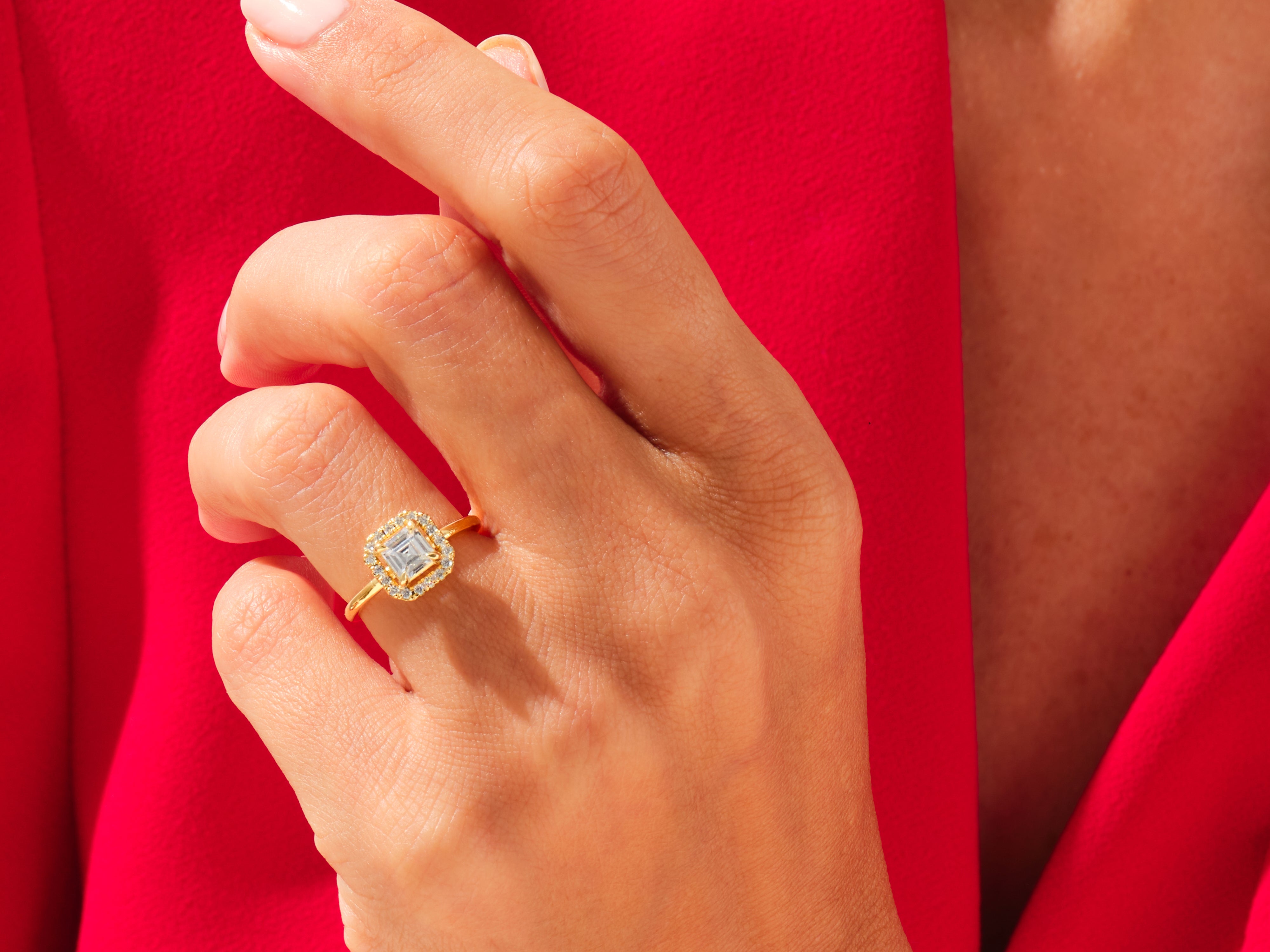 Asscher Halo Engagement Ring