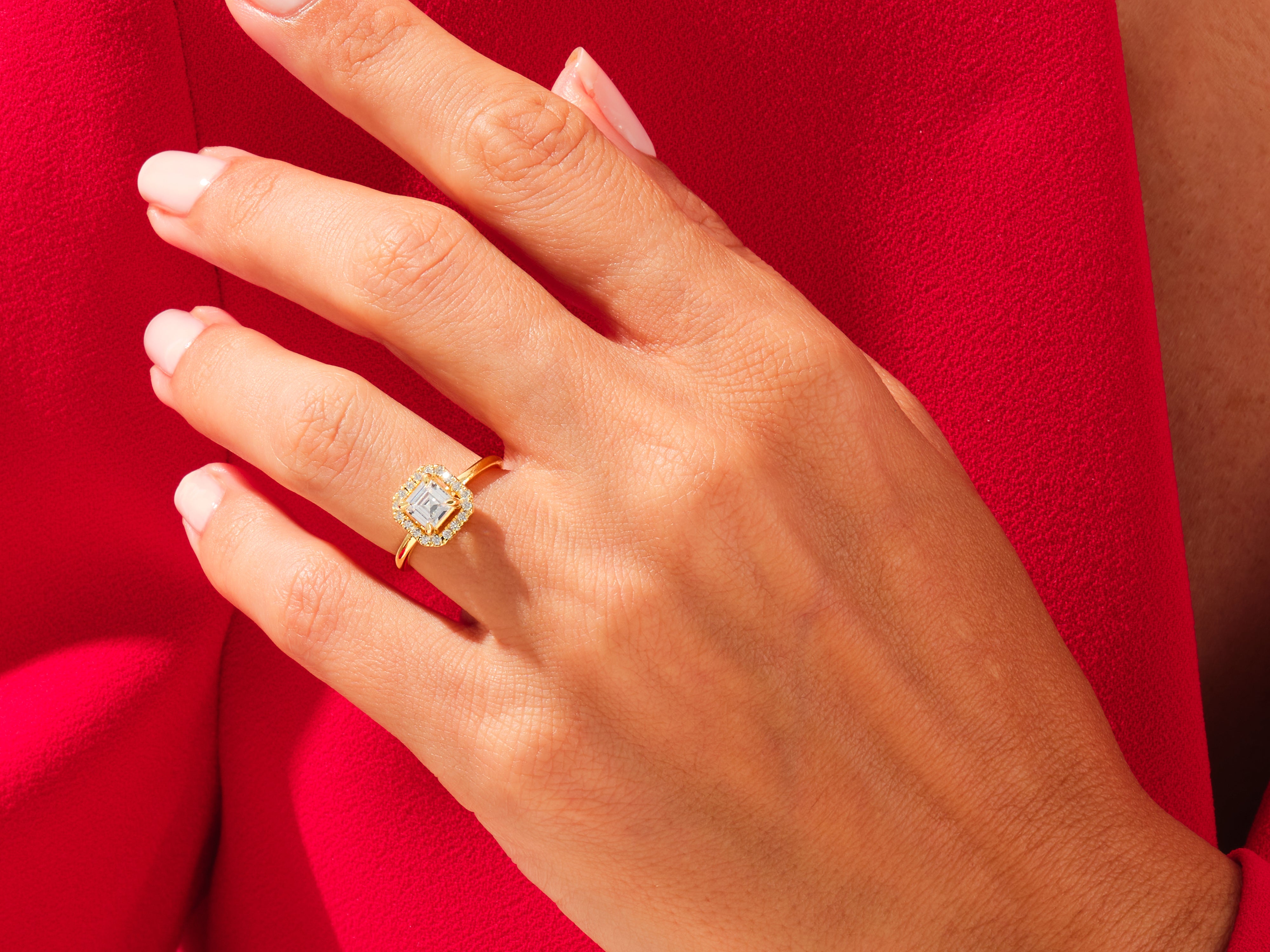 Asscher Halo Engagement Ring