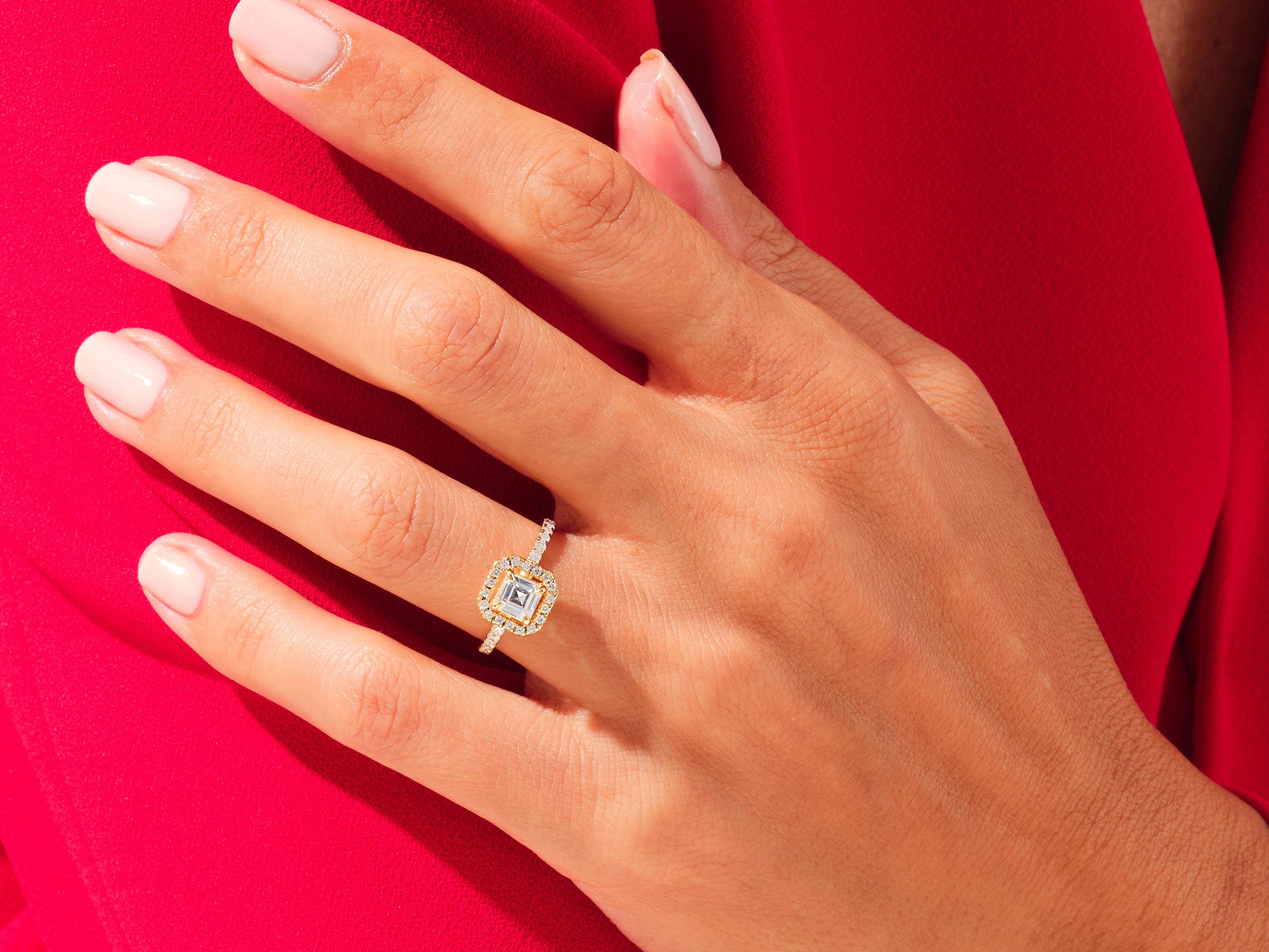 Asscher Halo Engagement Ring
