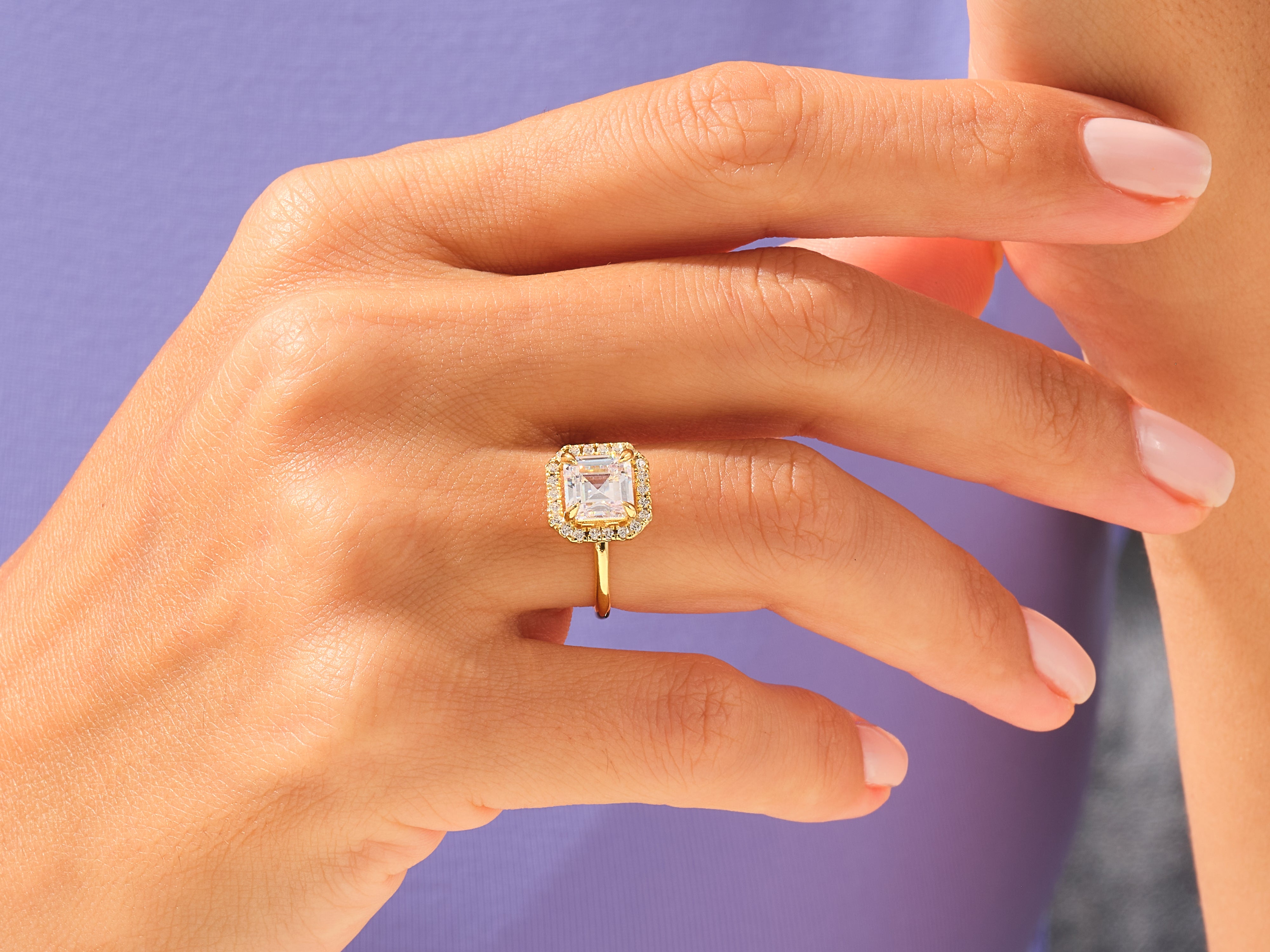 Asscher Halo Engagement Ring