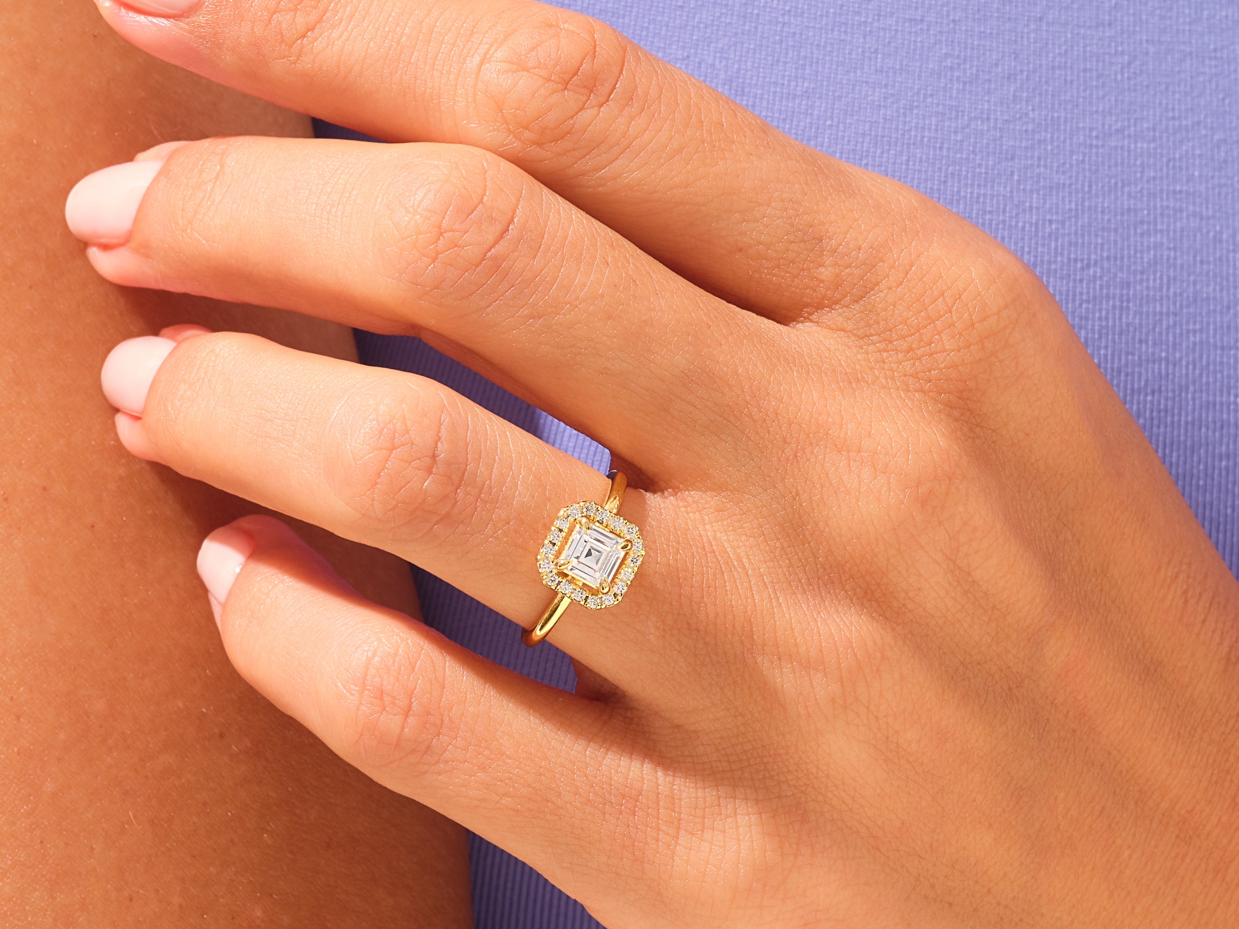 Asscher Halo Engagement Ring