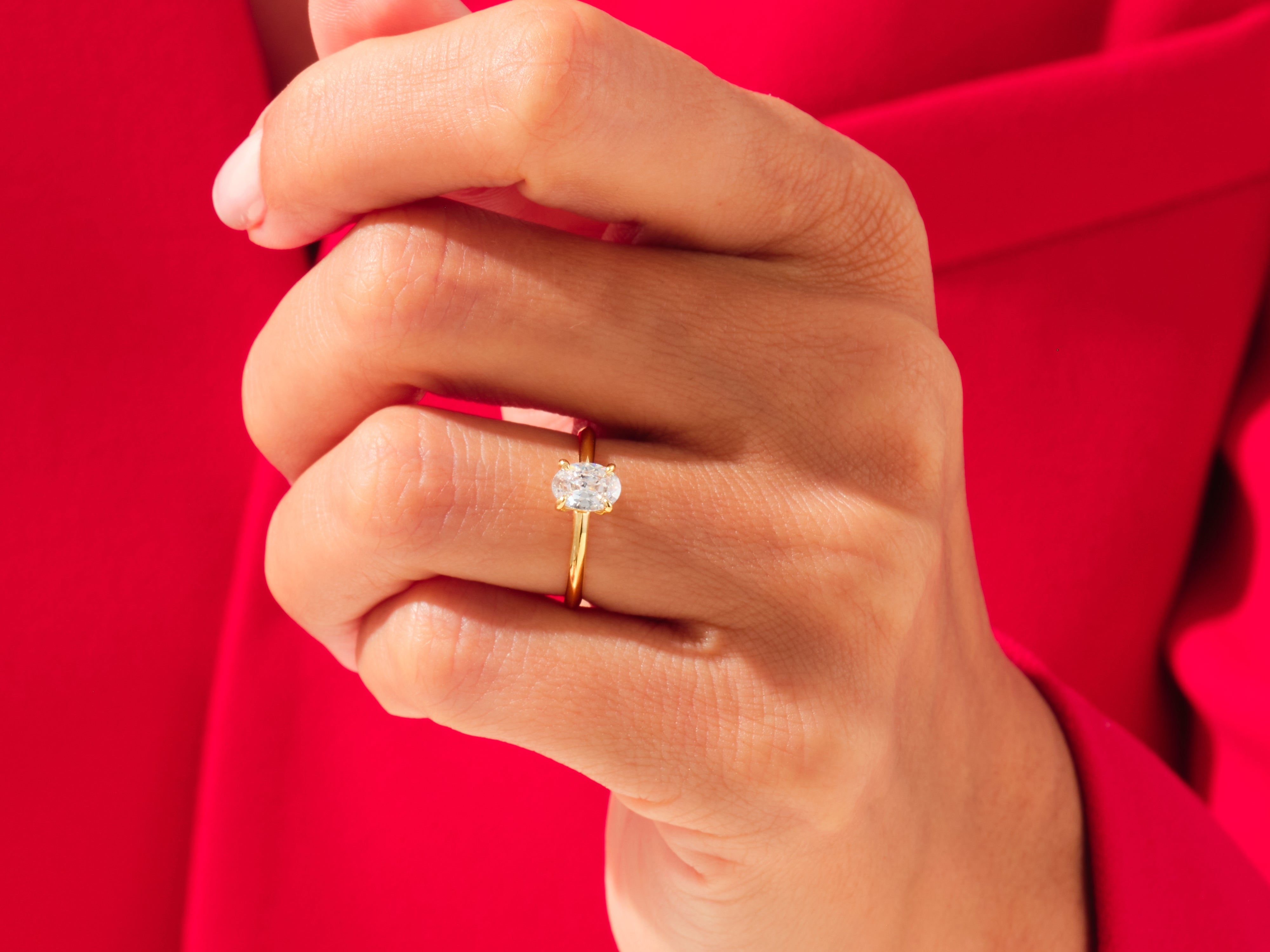 Knife Edge Oval Engagement Ring