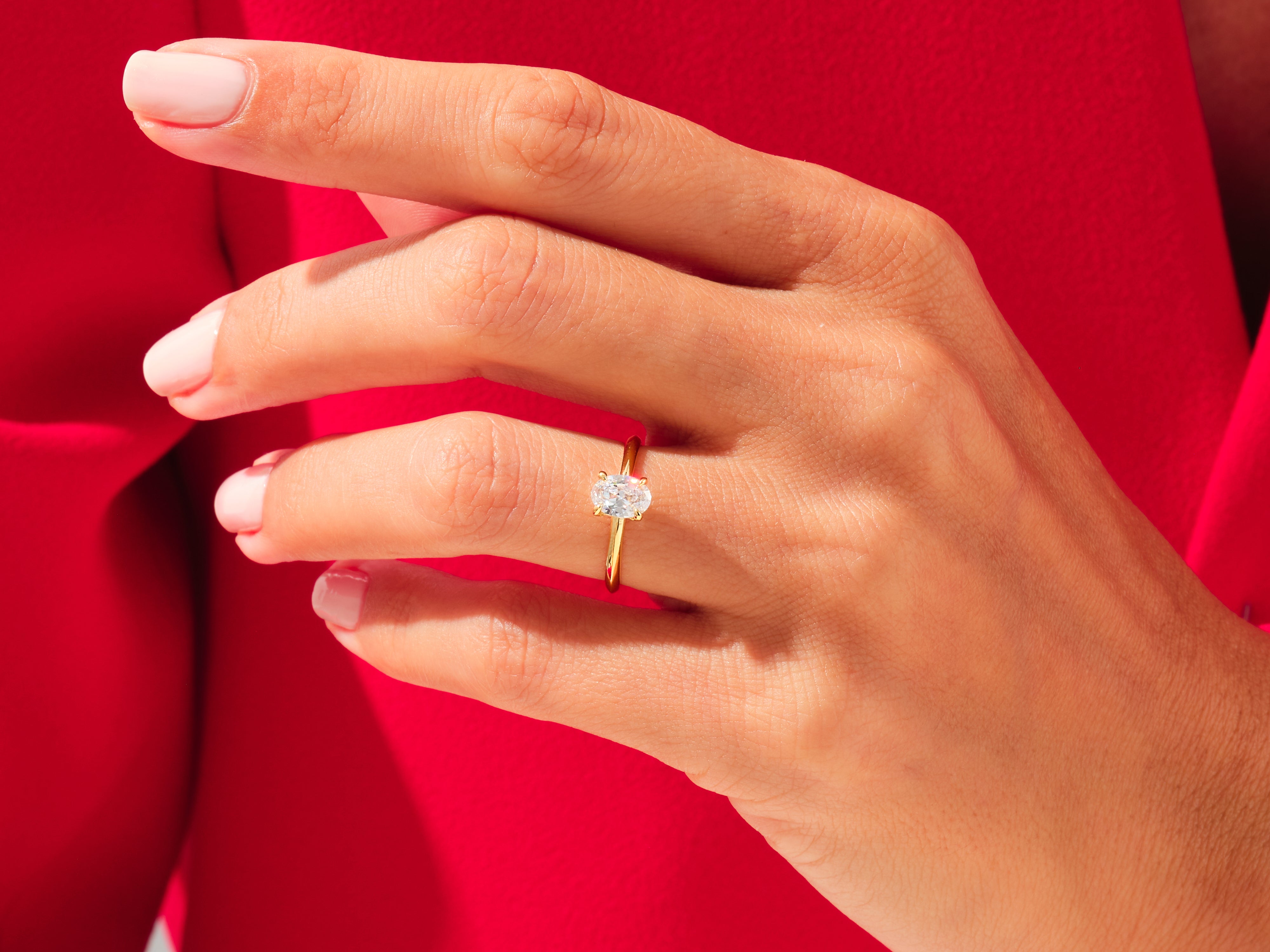 Knife Edge Oval Engagement Ring