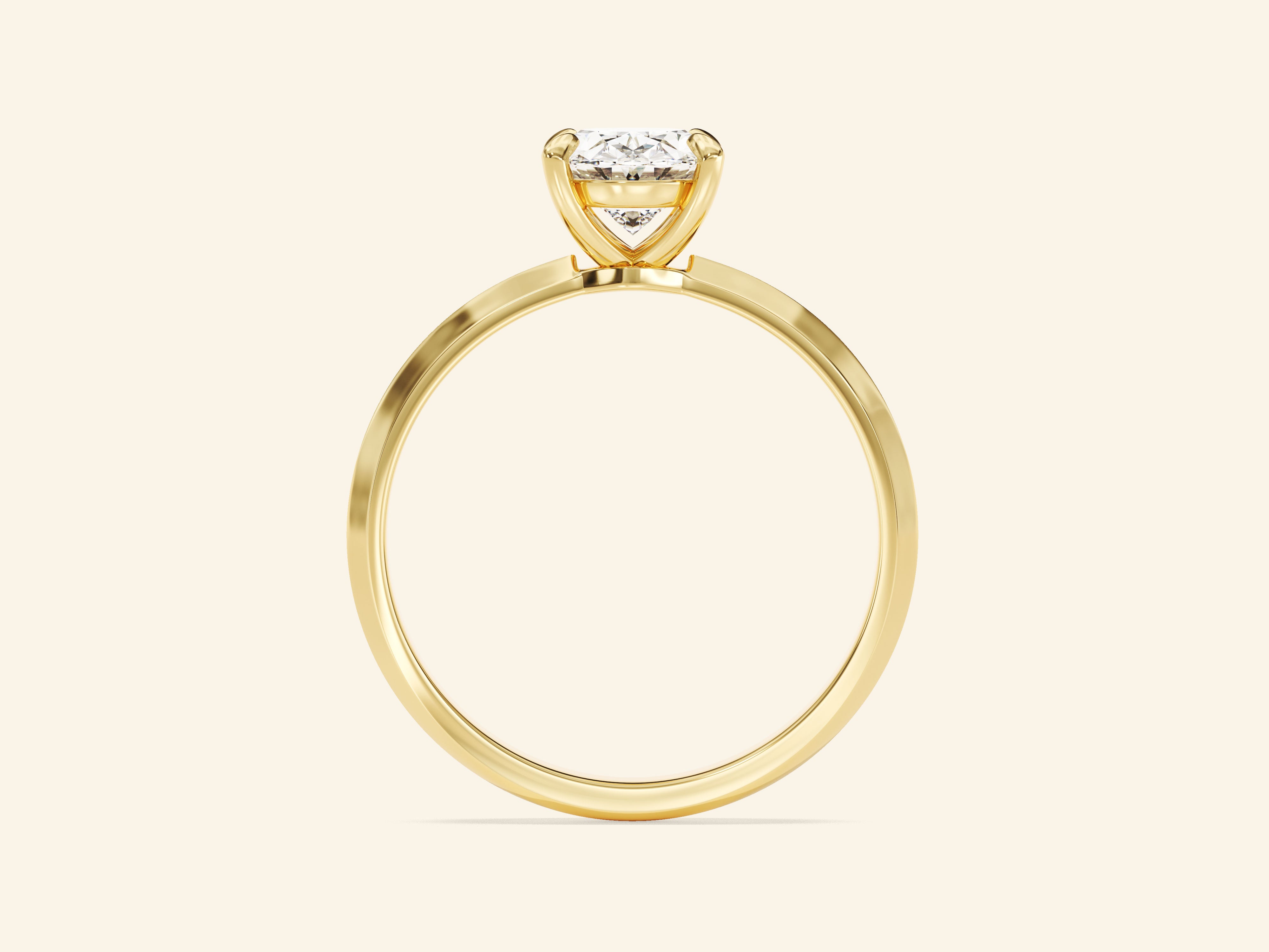 Knife Edge Oval Engagement Ring