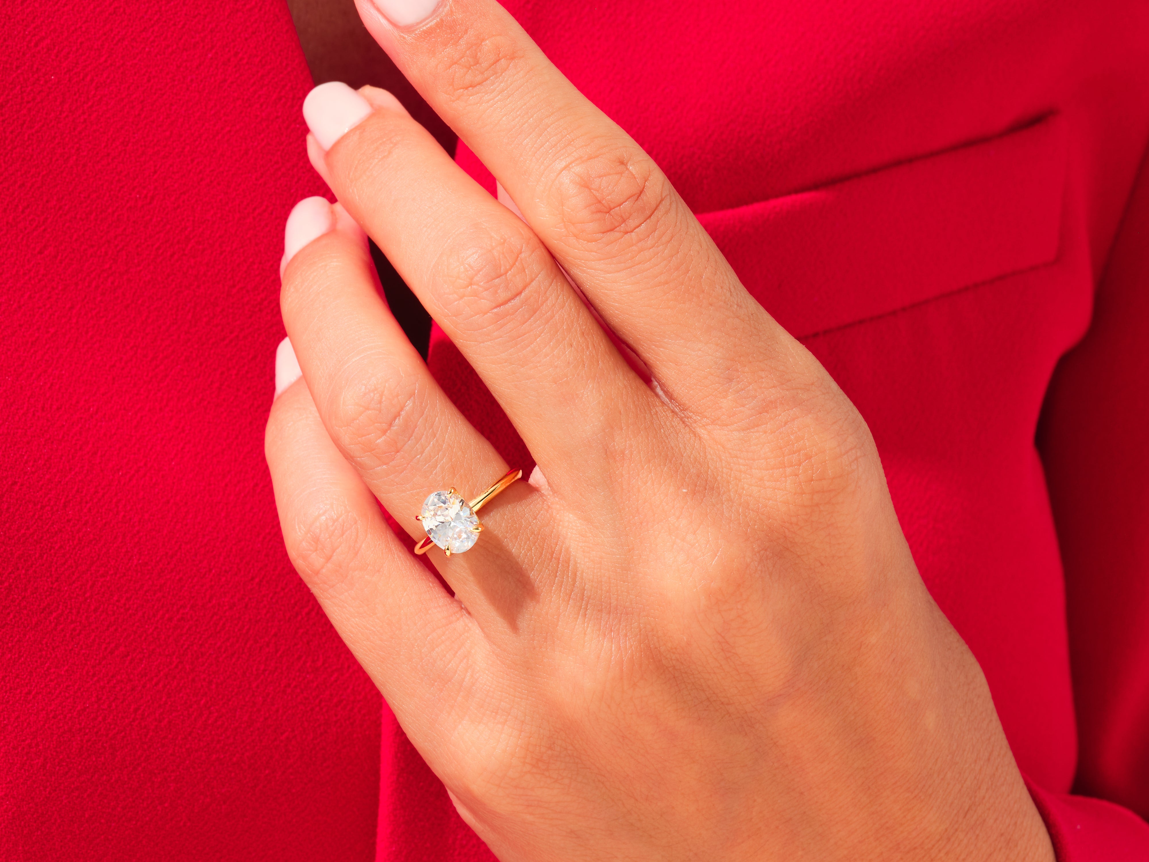 Knife Edge Oval Engagement Ring