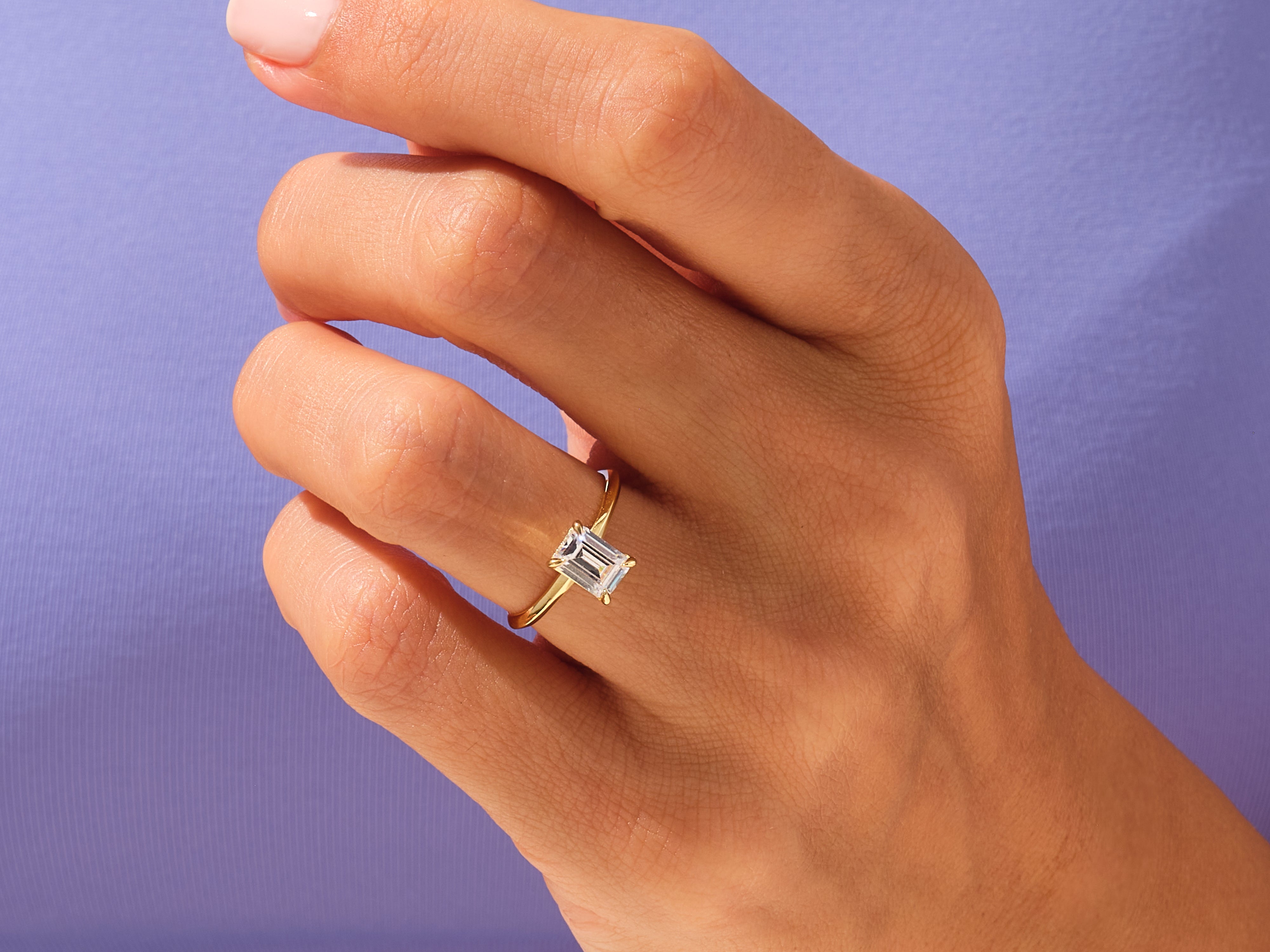 Knife Edge Emerald Engagement Ring
