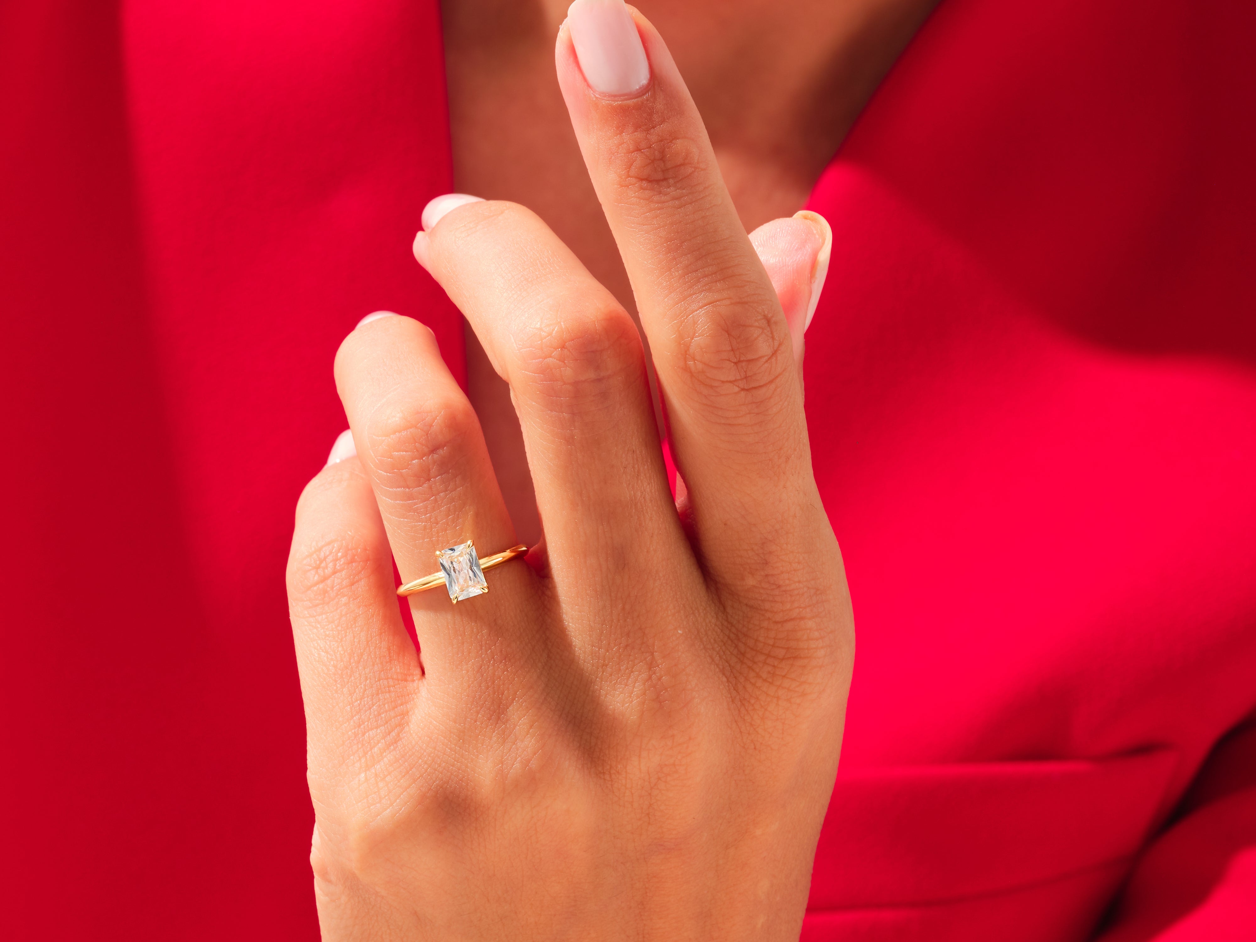 Knife Edge Emerald Engagement Ring