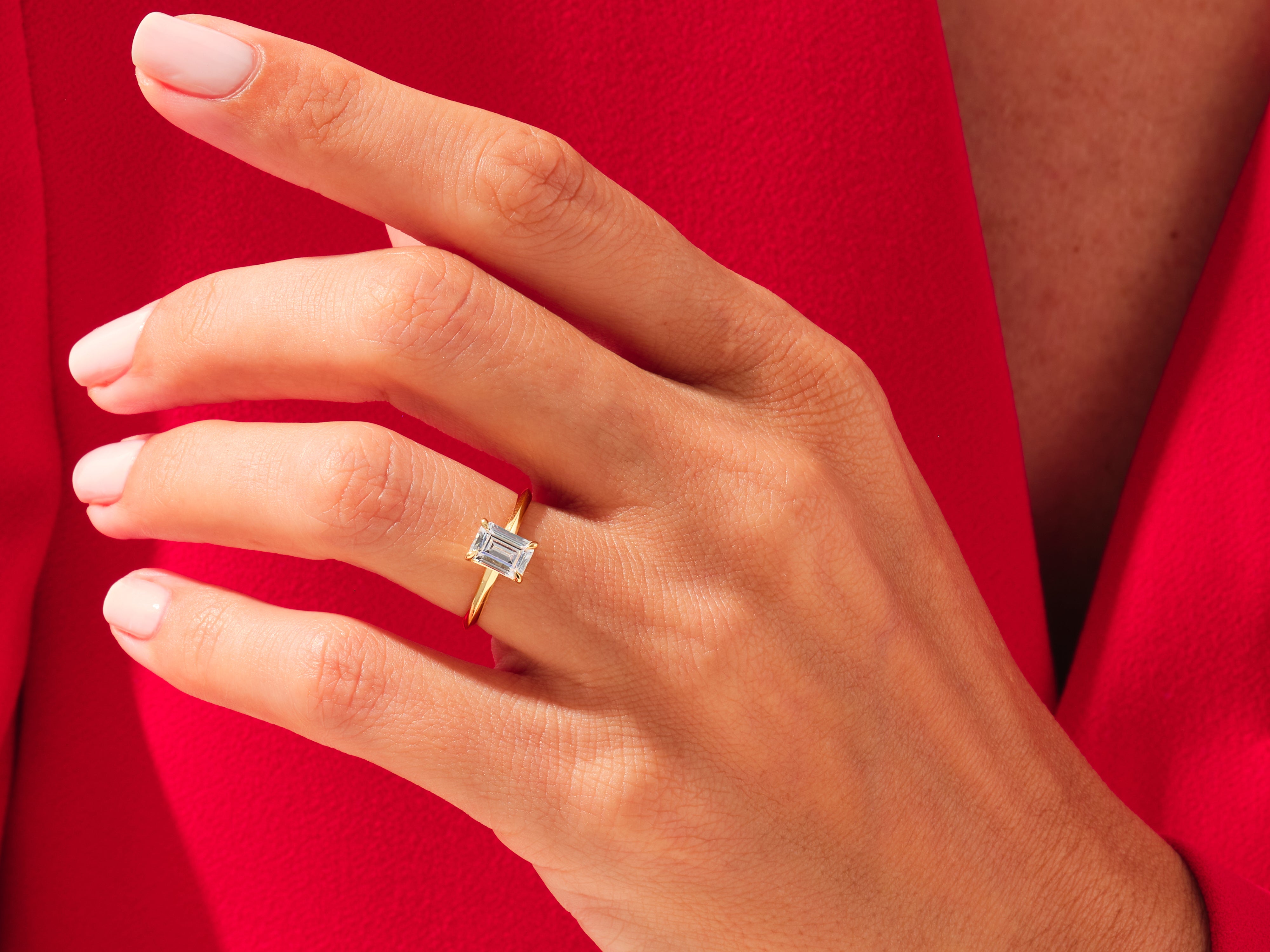 Knife Edge Emerald Engagement Ring
