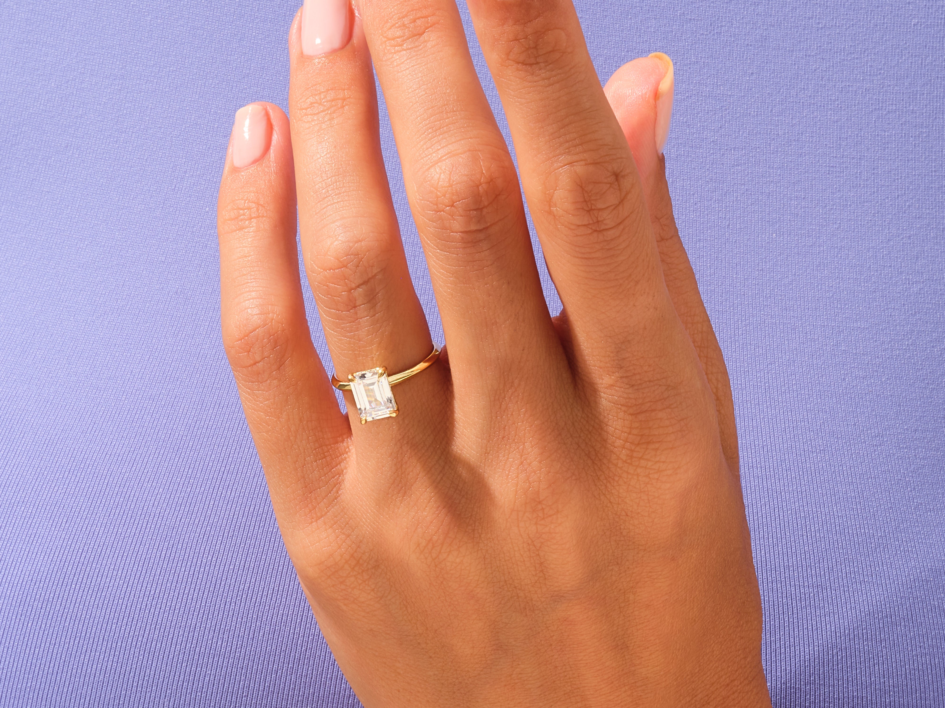 Knife Edge Emerald Engagement Ring