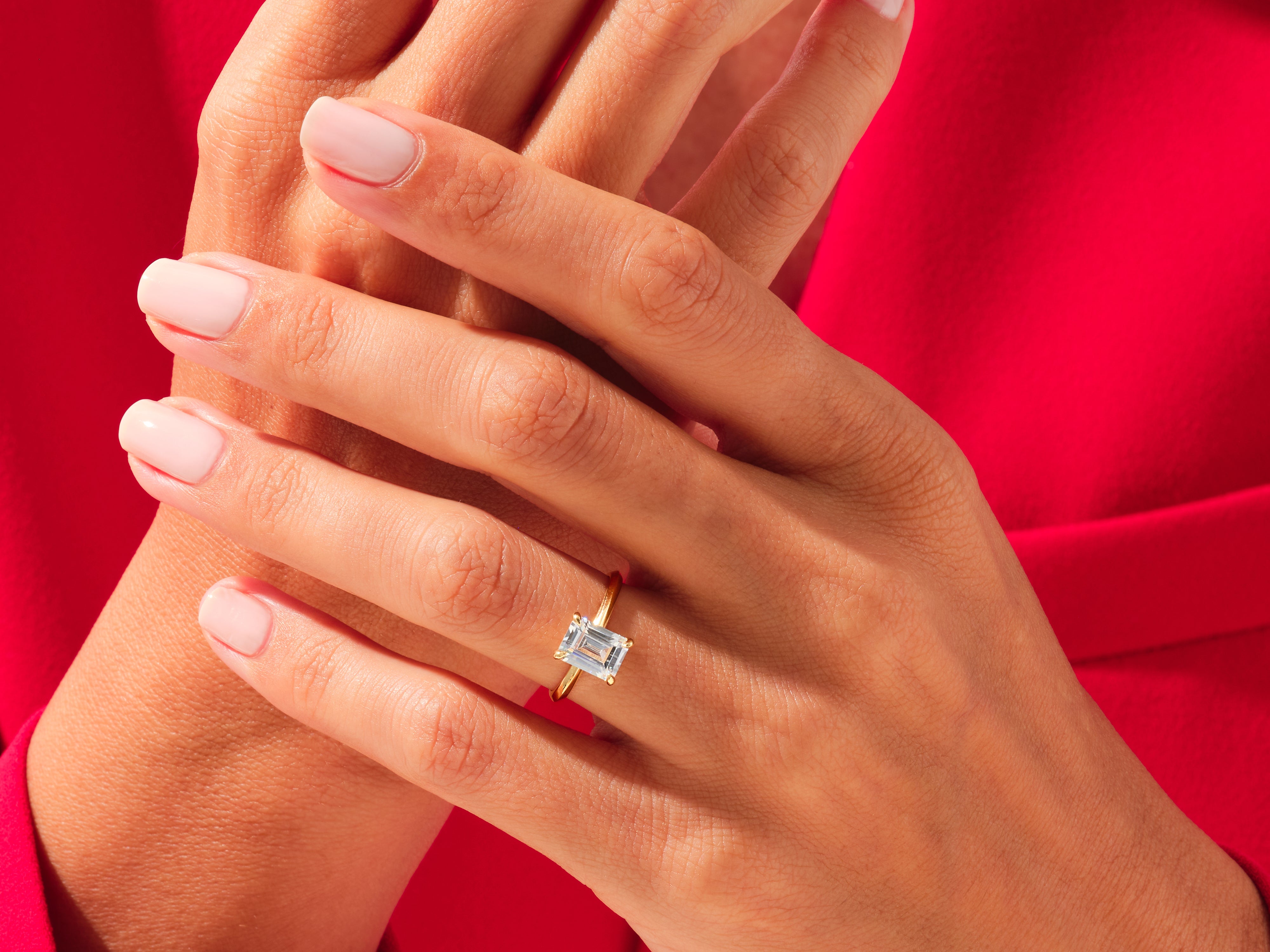 Knife Edge Emerald Engagement Ring