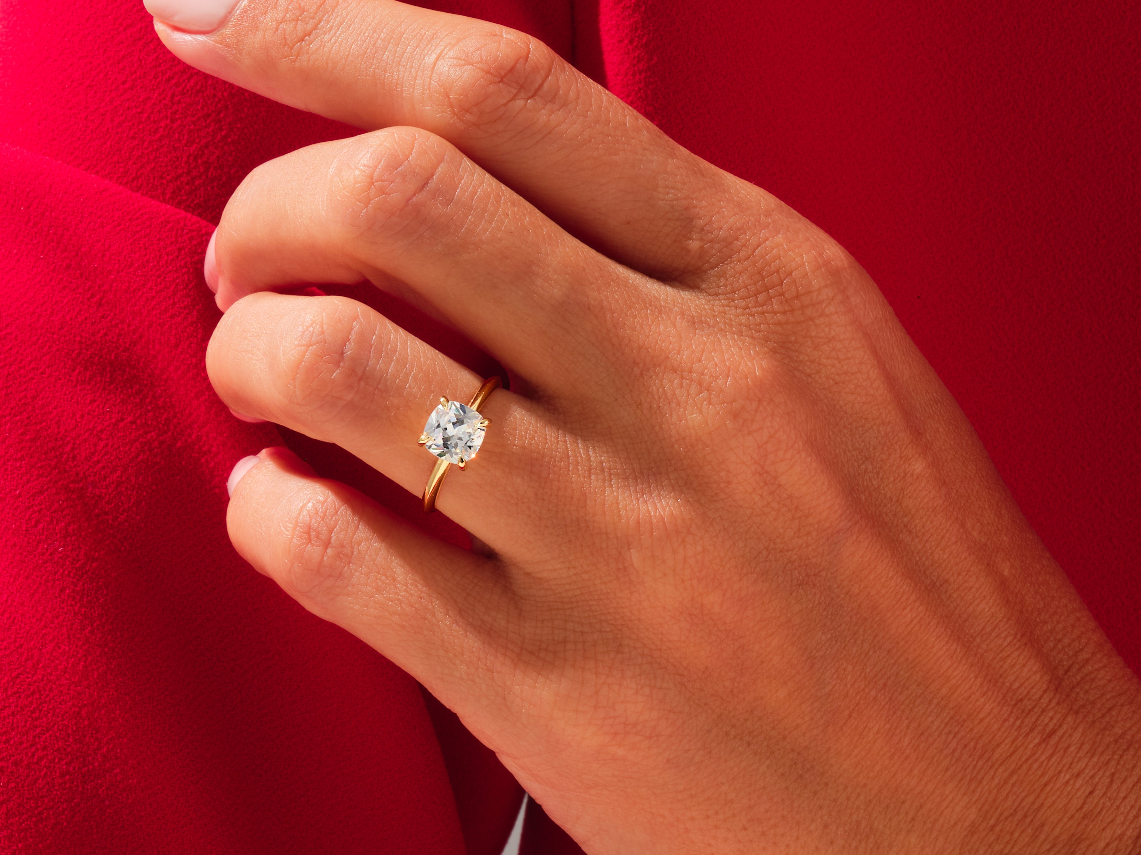 Knife Edge Cushion Engagement Ring
