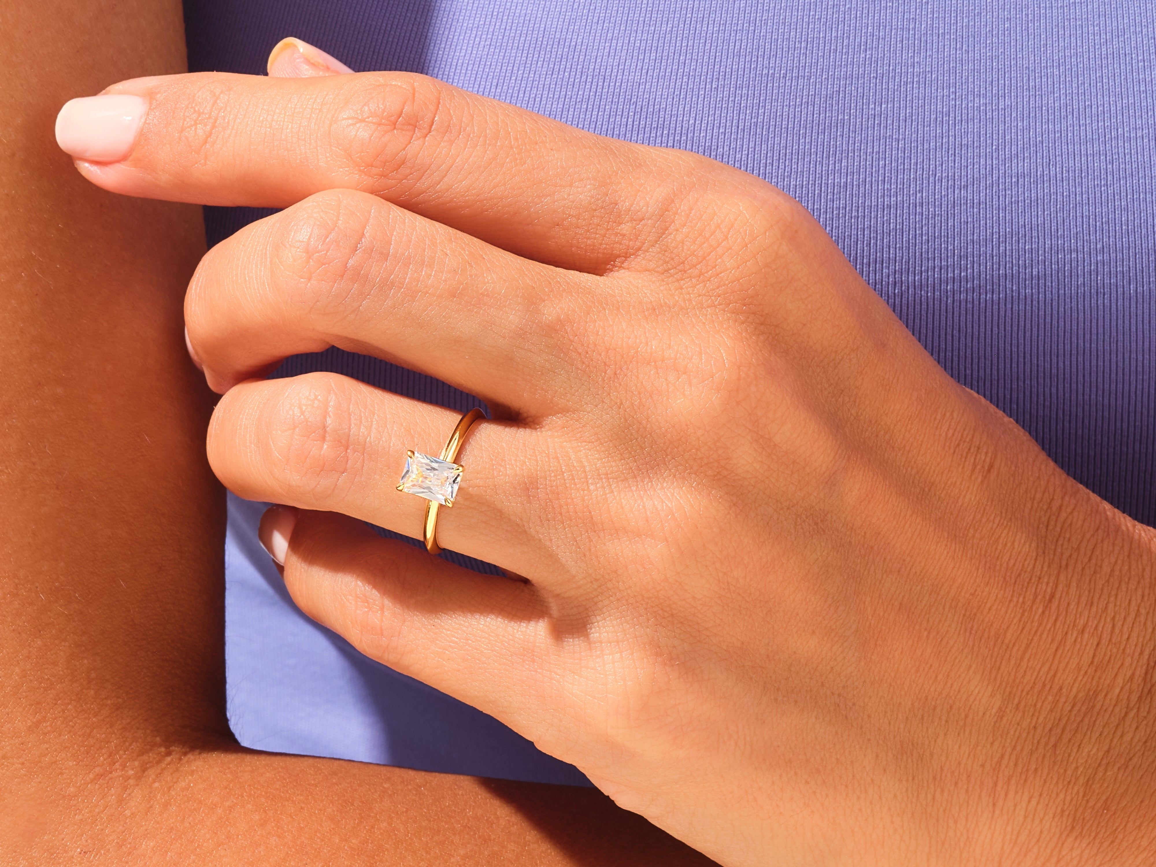 Knife Edge Radiant Engagement Ring