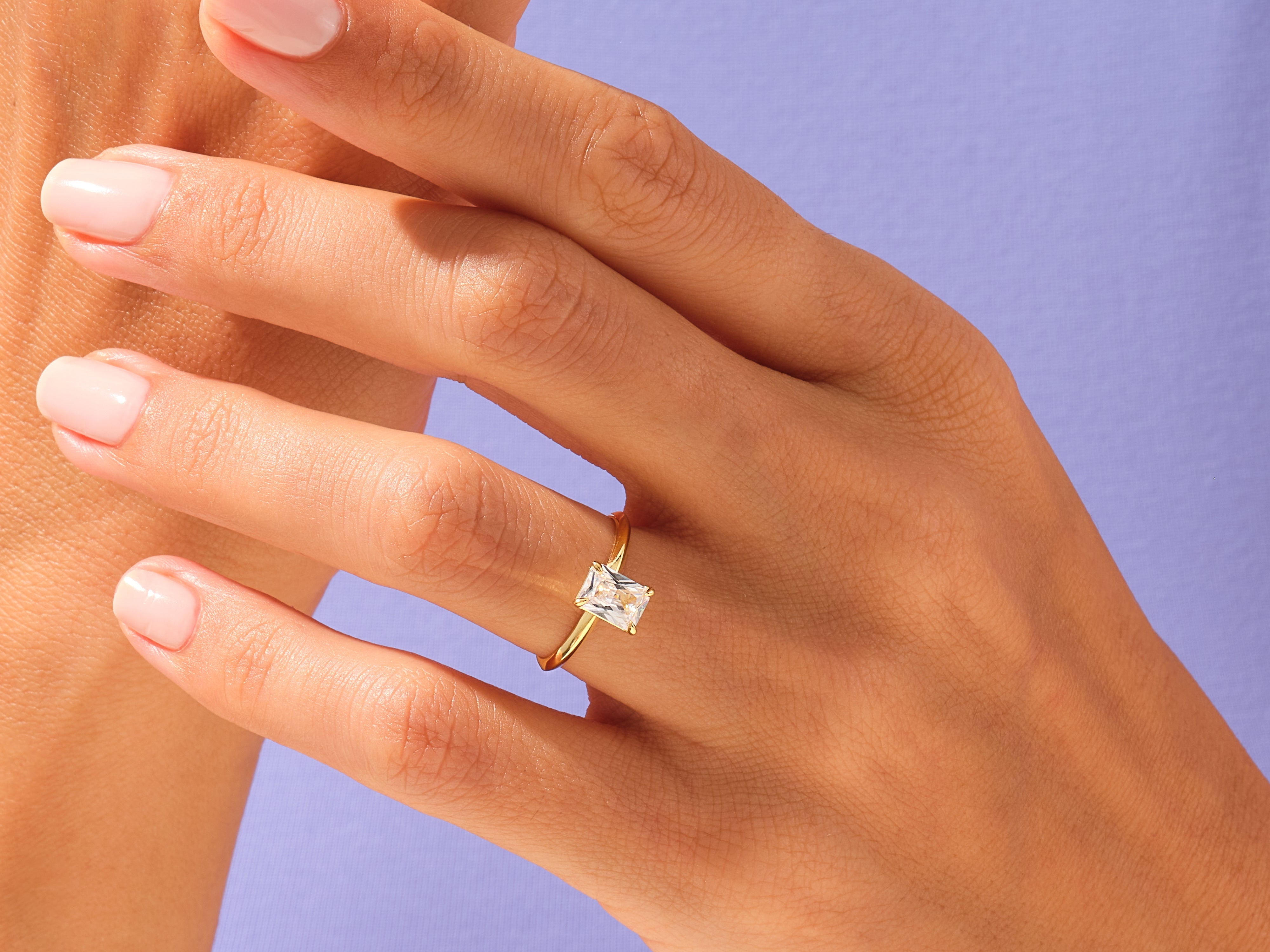 Knife Edge Radiant Engagement Ring