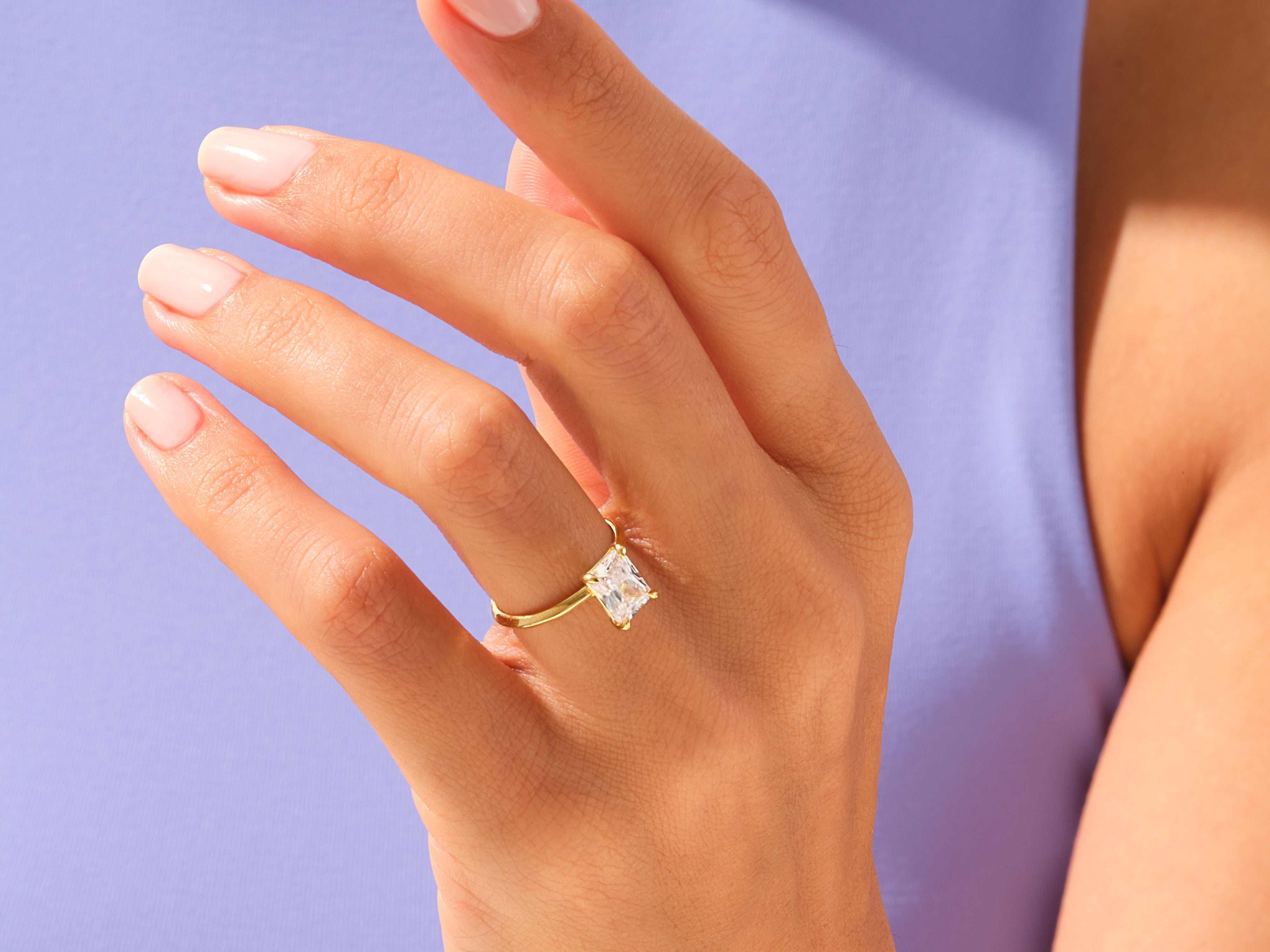 Knife Edge Radiant Engagement Ring