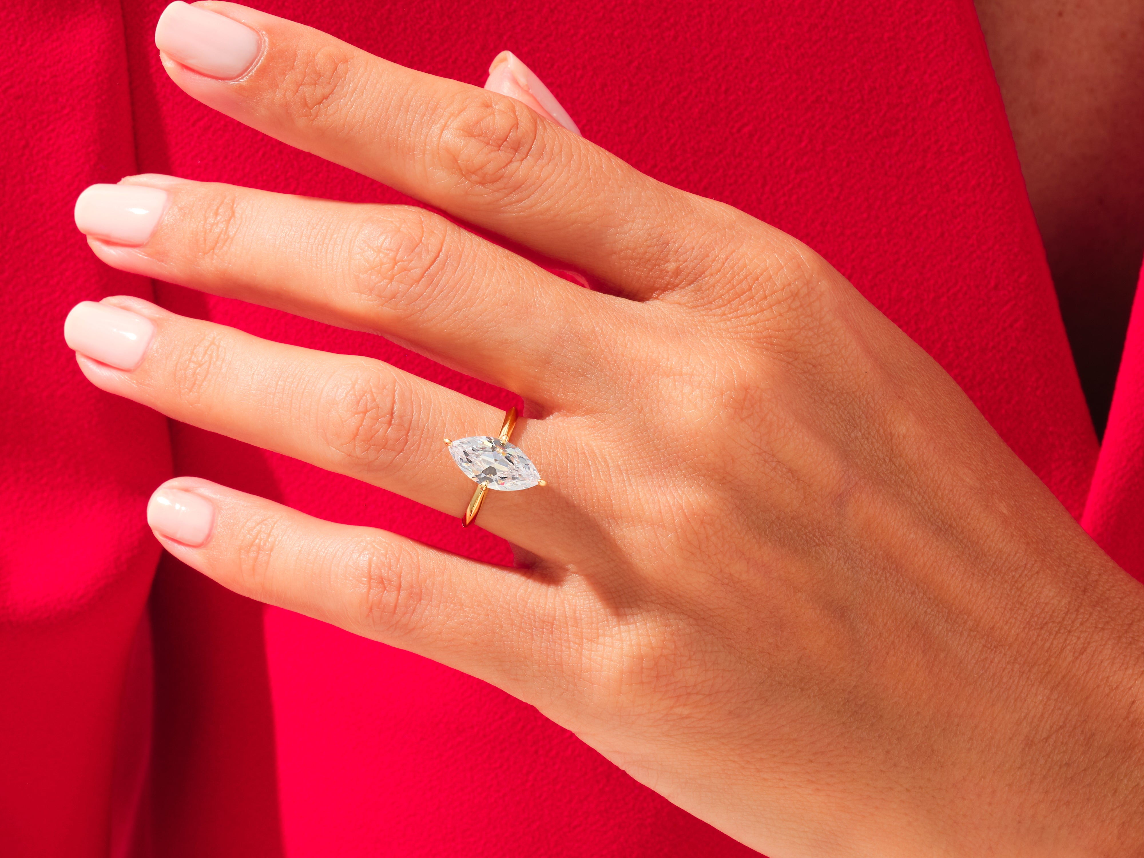 Knife Edge Marquise Engagement Ring