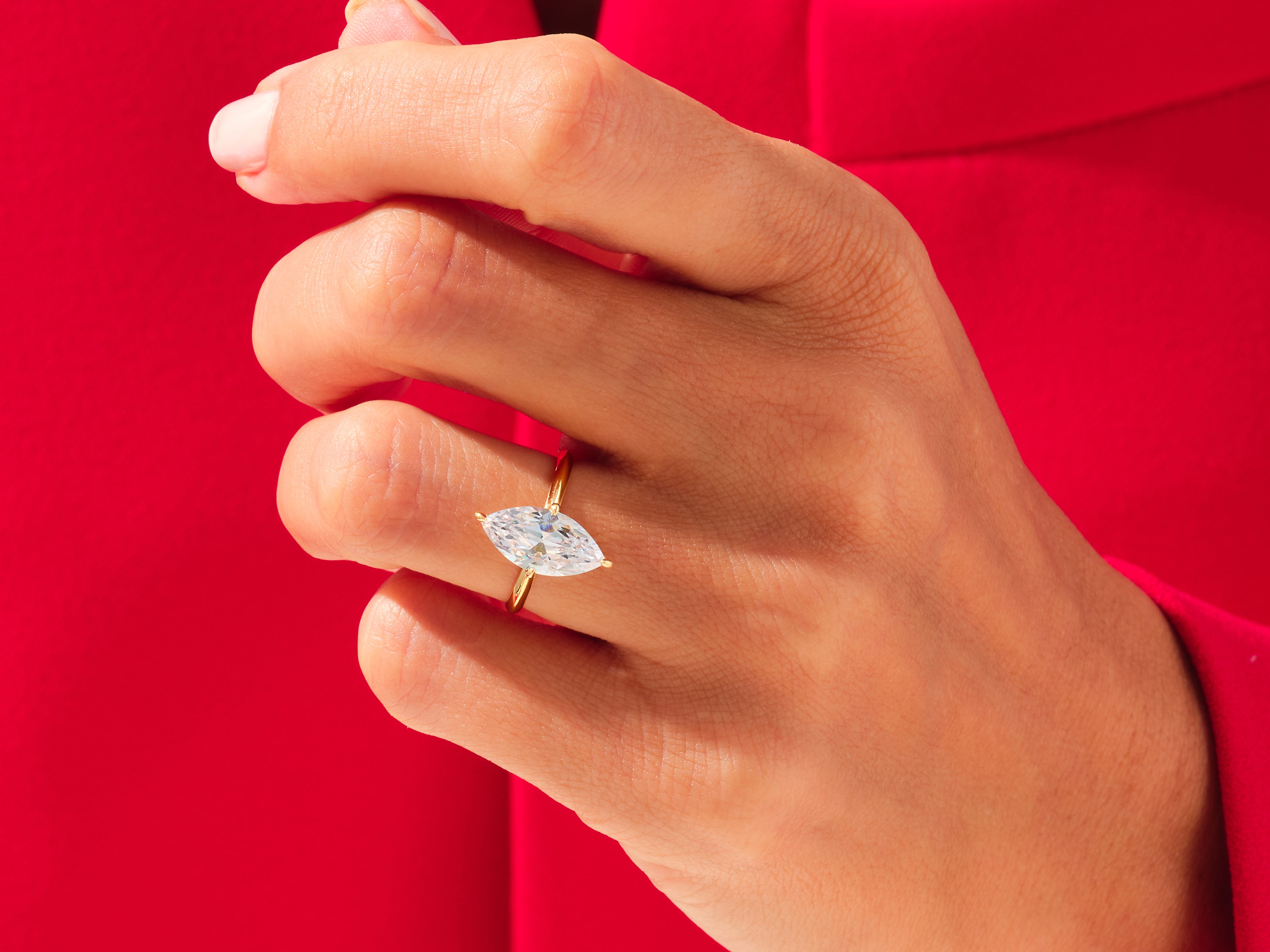 Knife Edge Marquise Engagement Ring