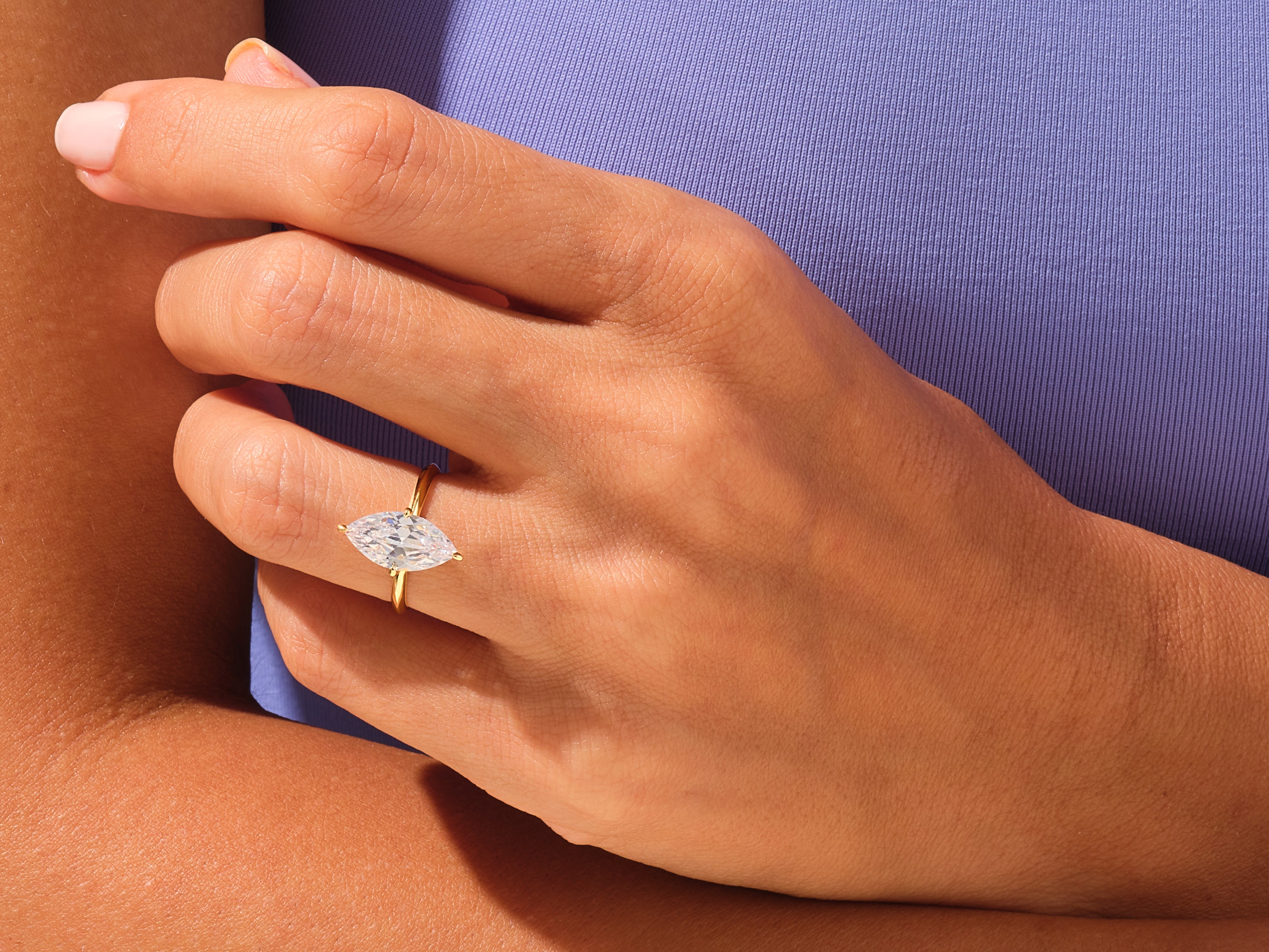 Knife Edge Marquise Engagement Ring