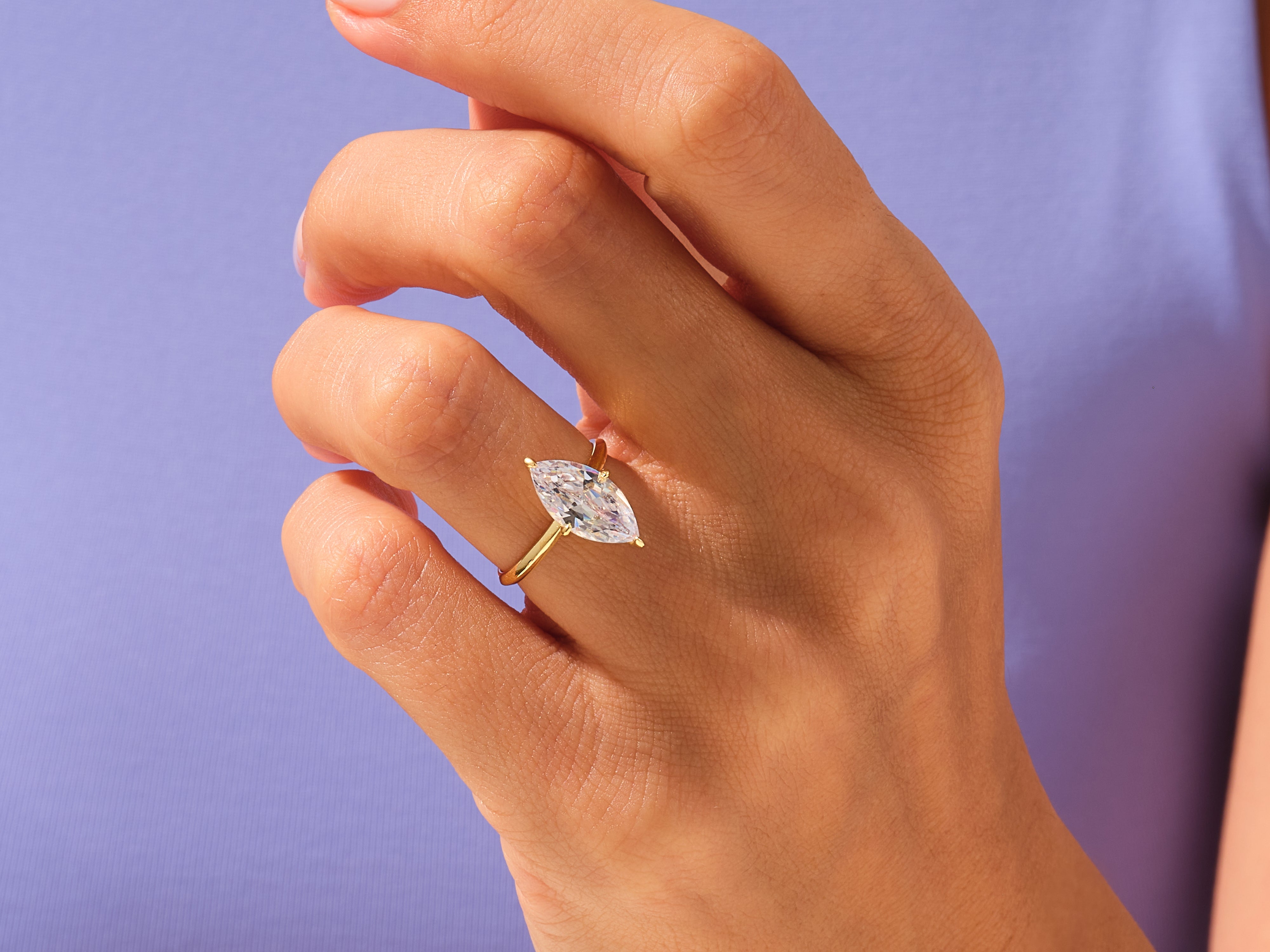 Knife Edge Marquise Engagement Ring