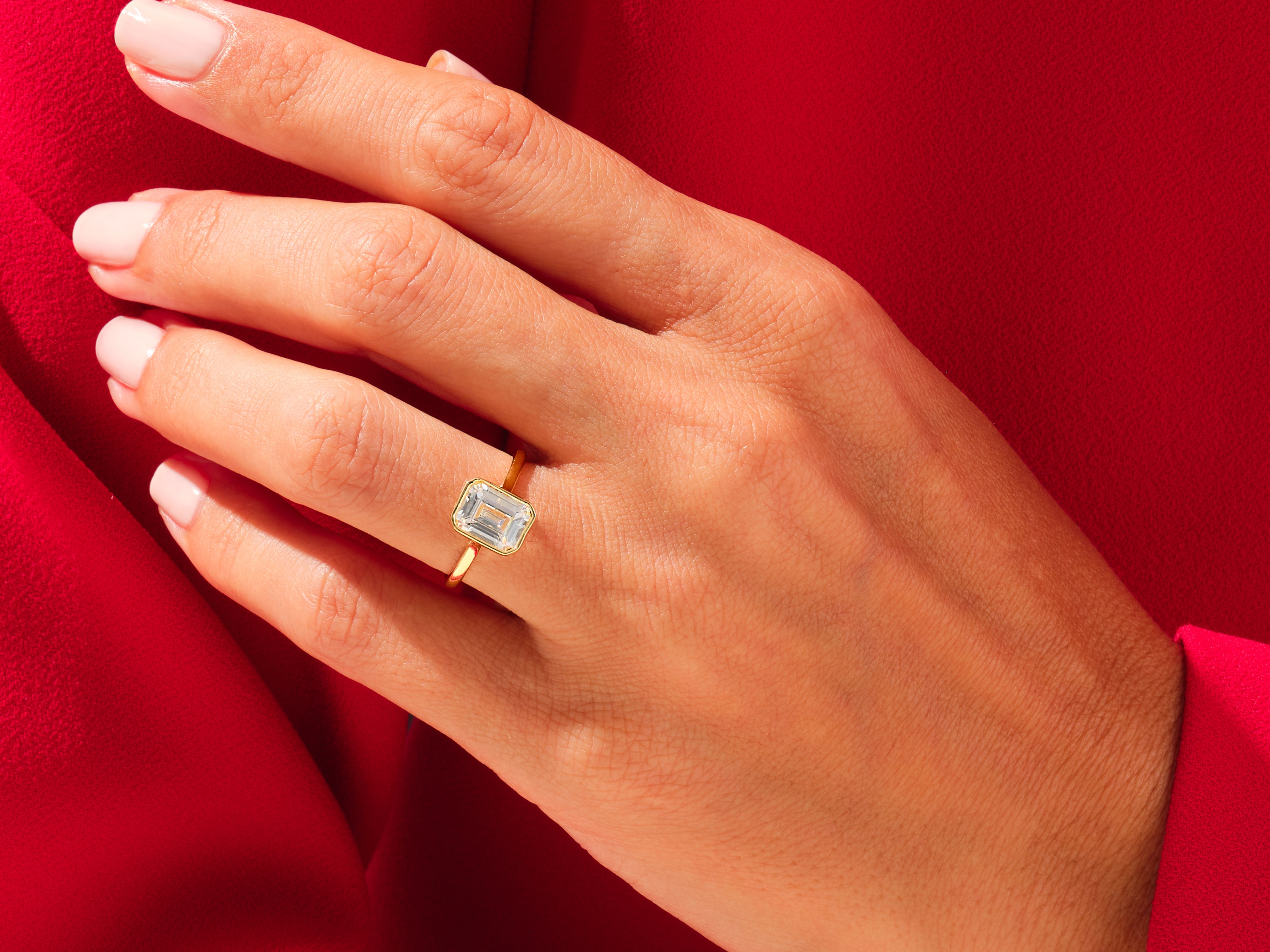 Bezel Emerald Engagement Ring