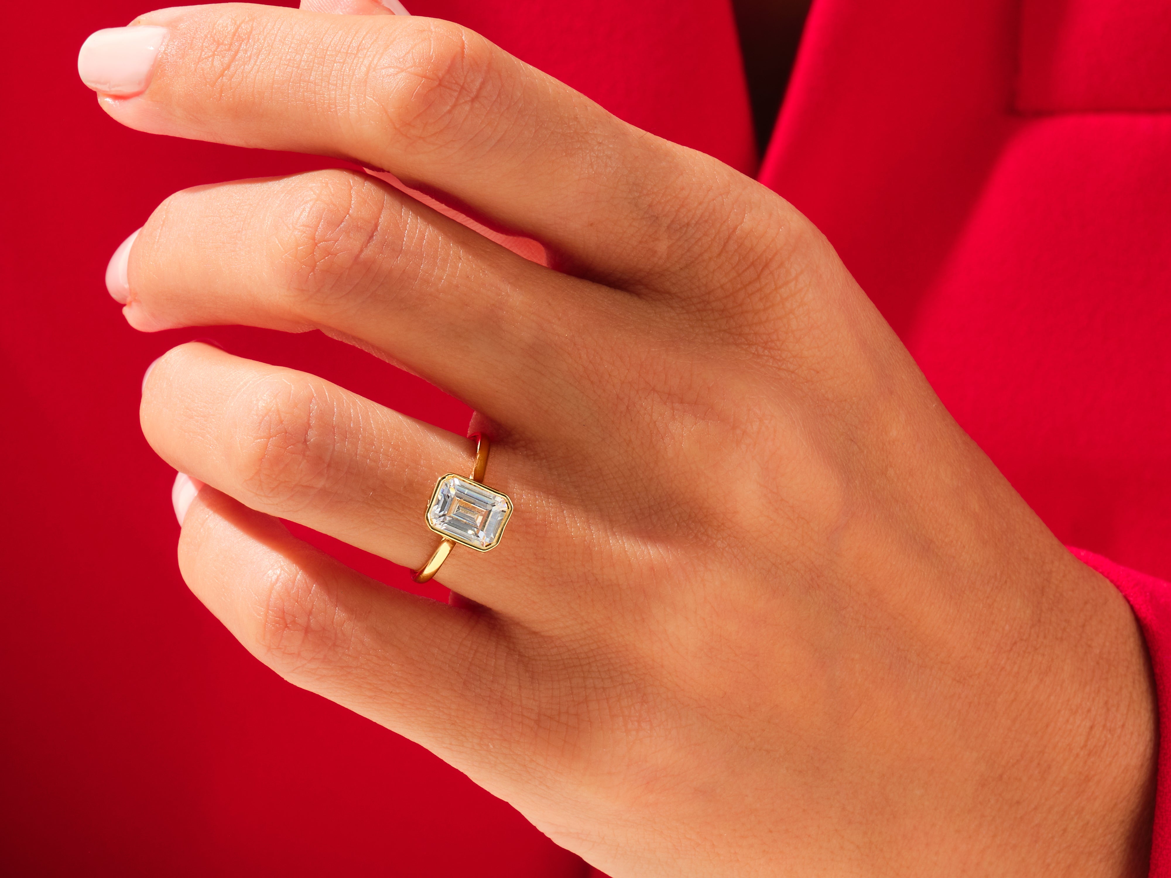 Bezel Emerald Engagement Ring