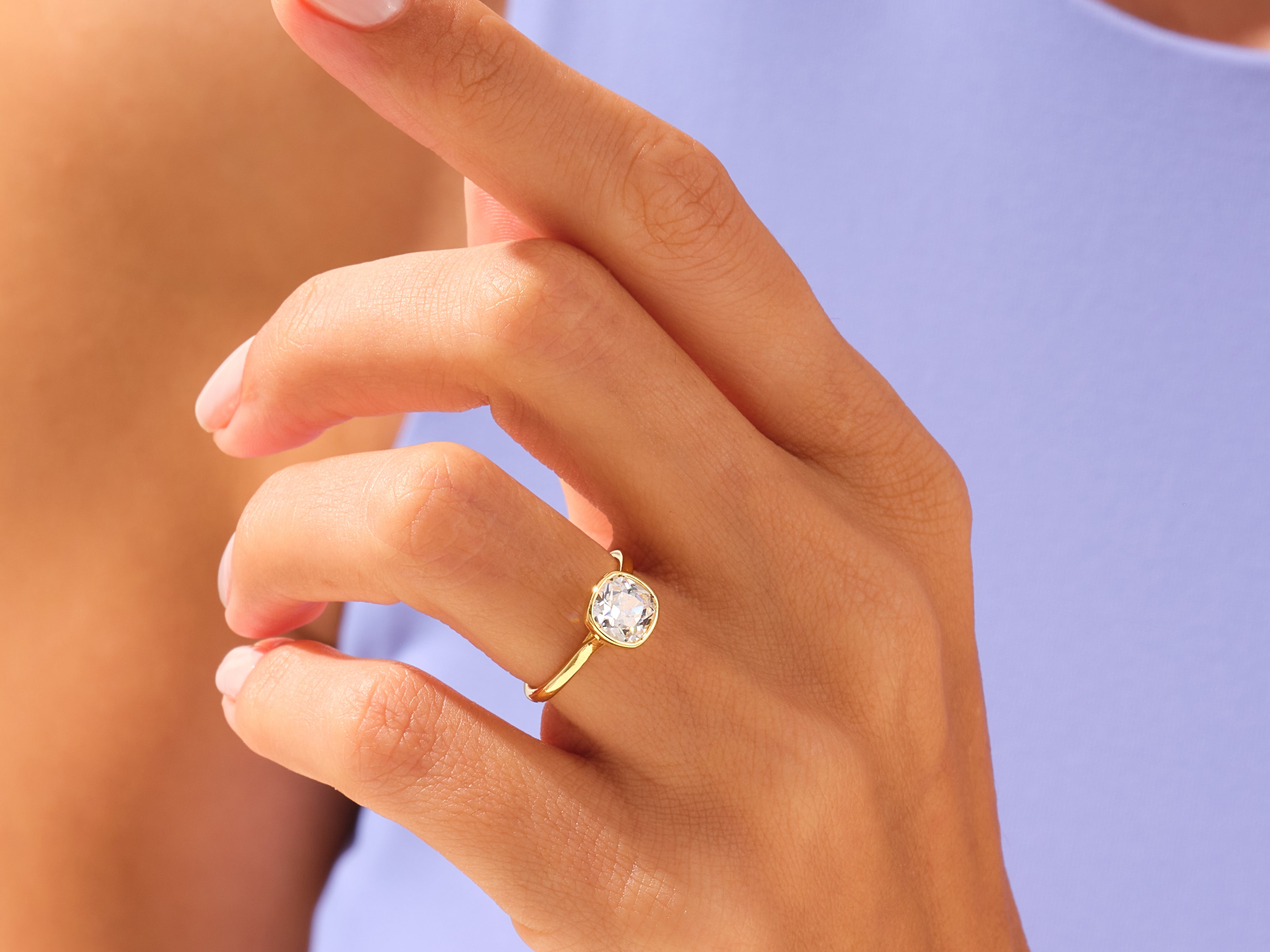 Bezel Cushion Engagement Ring
