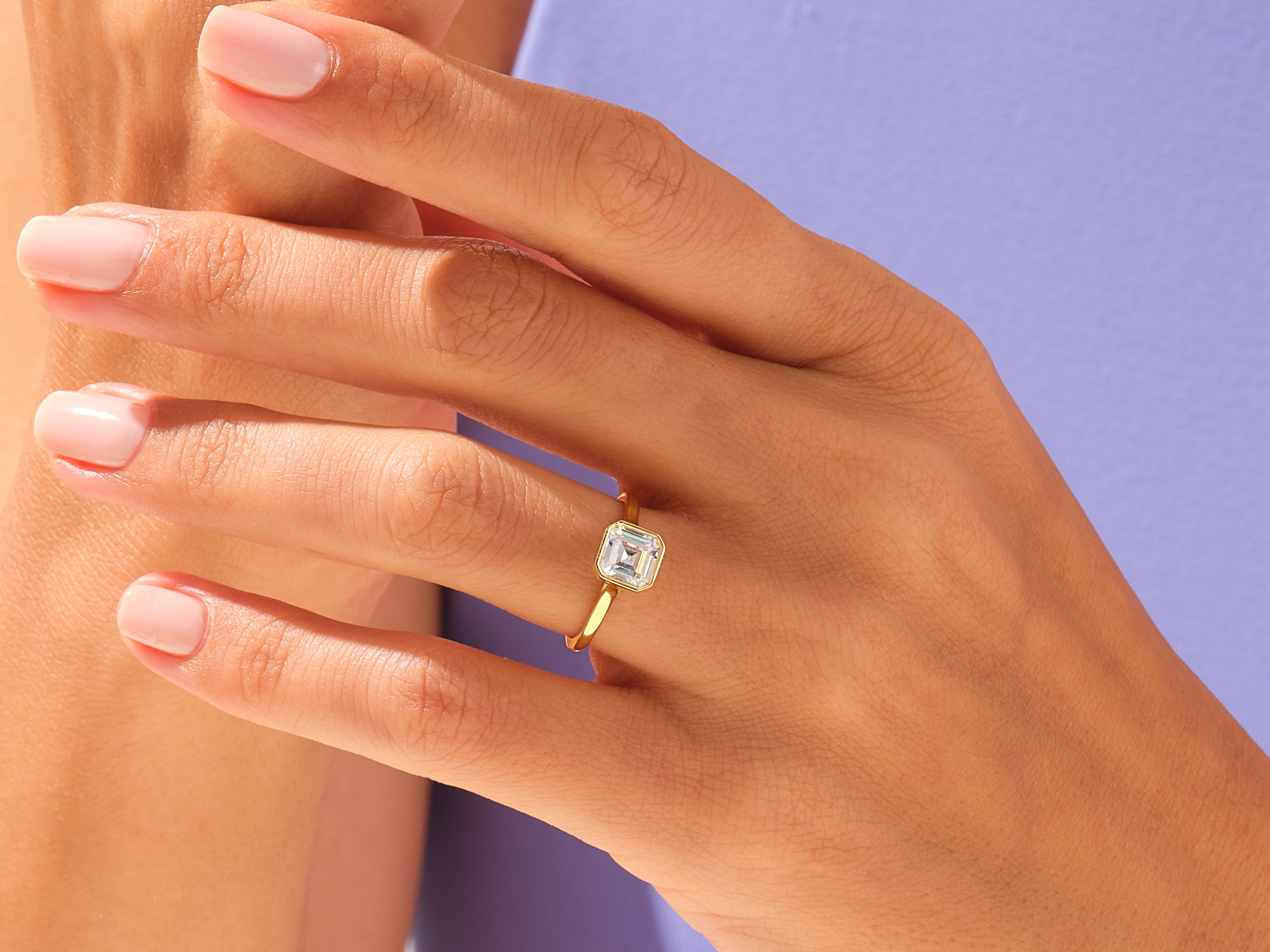 Bezel Asscher Engagement Ring