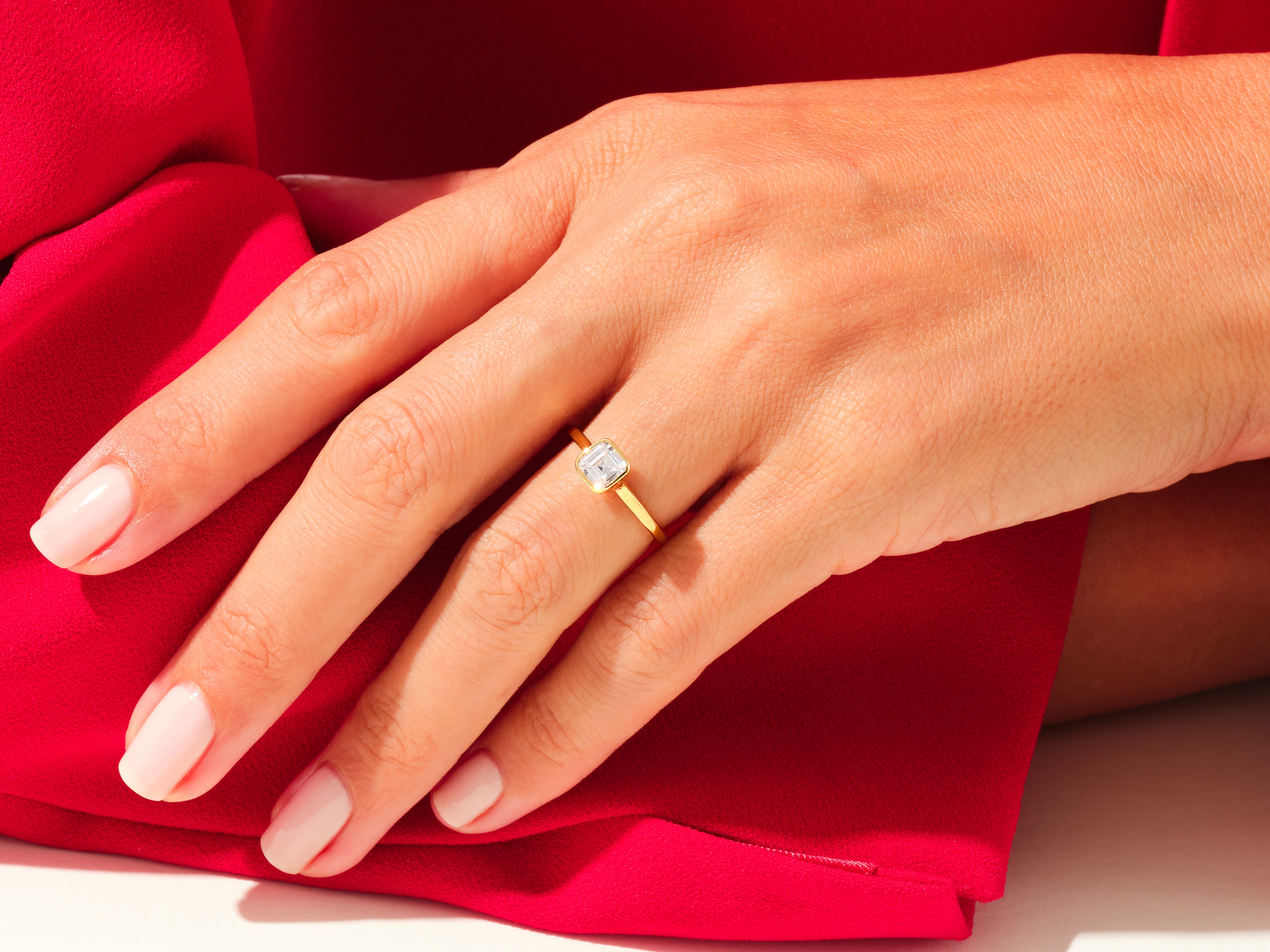 Bezel Asscher Engagement Ring