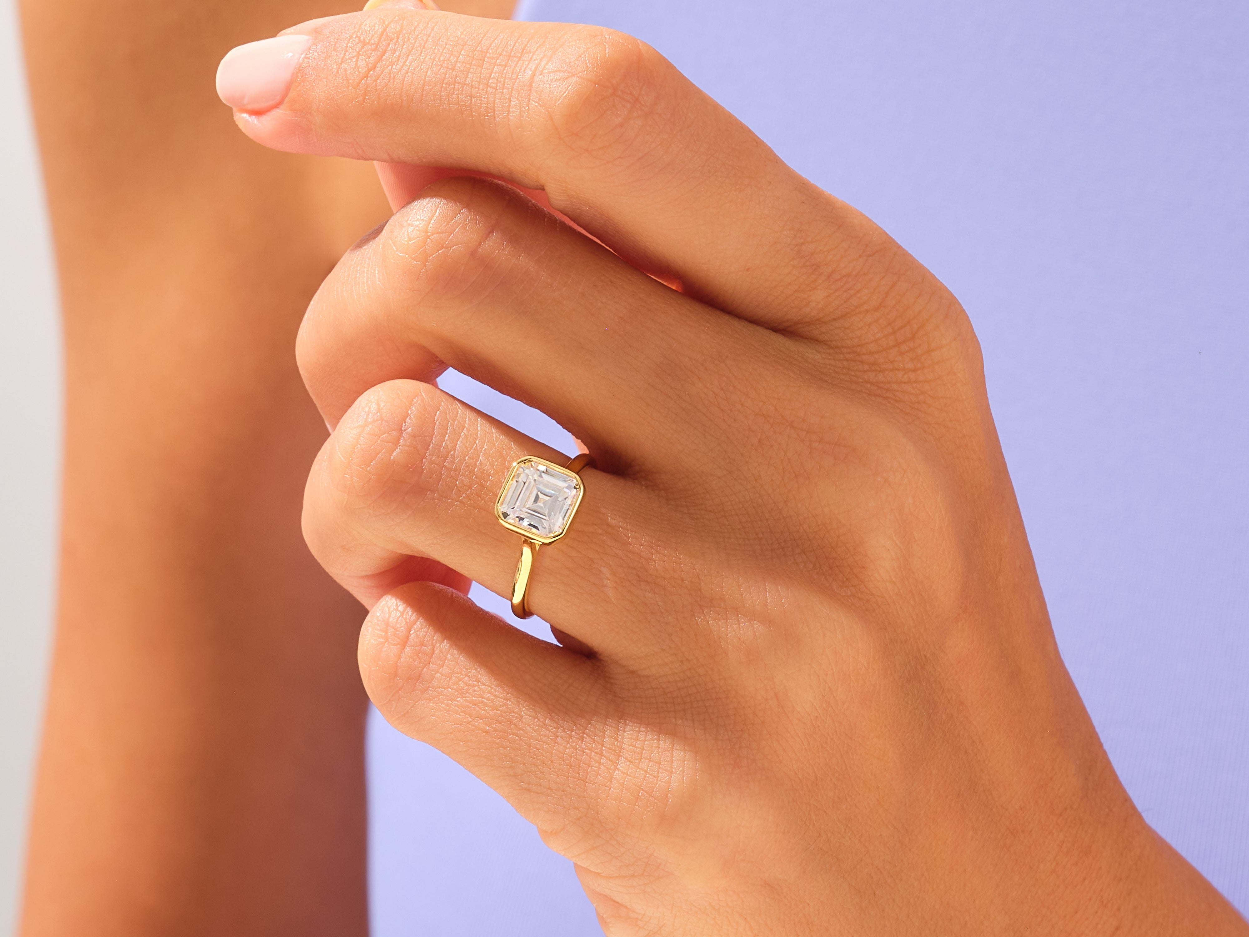 Bezel Asscher Engagement Ring