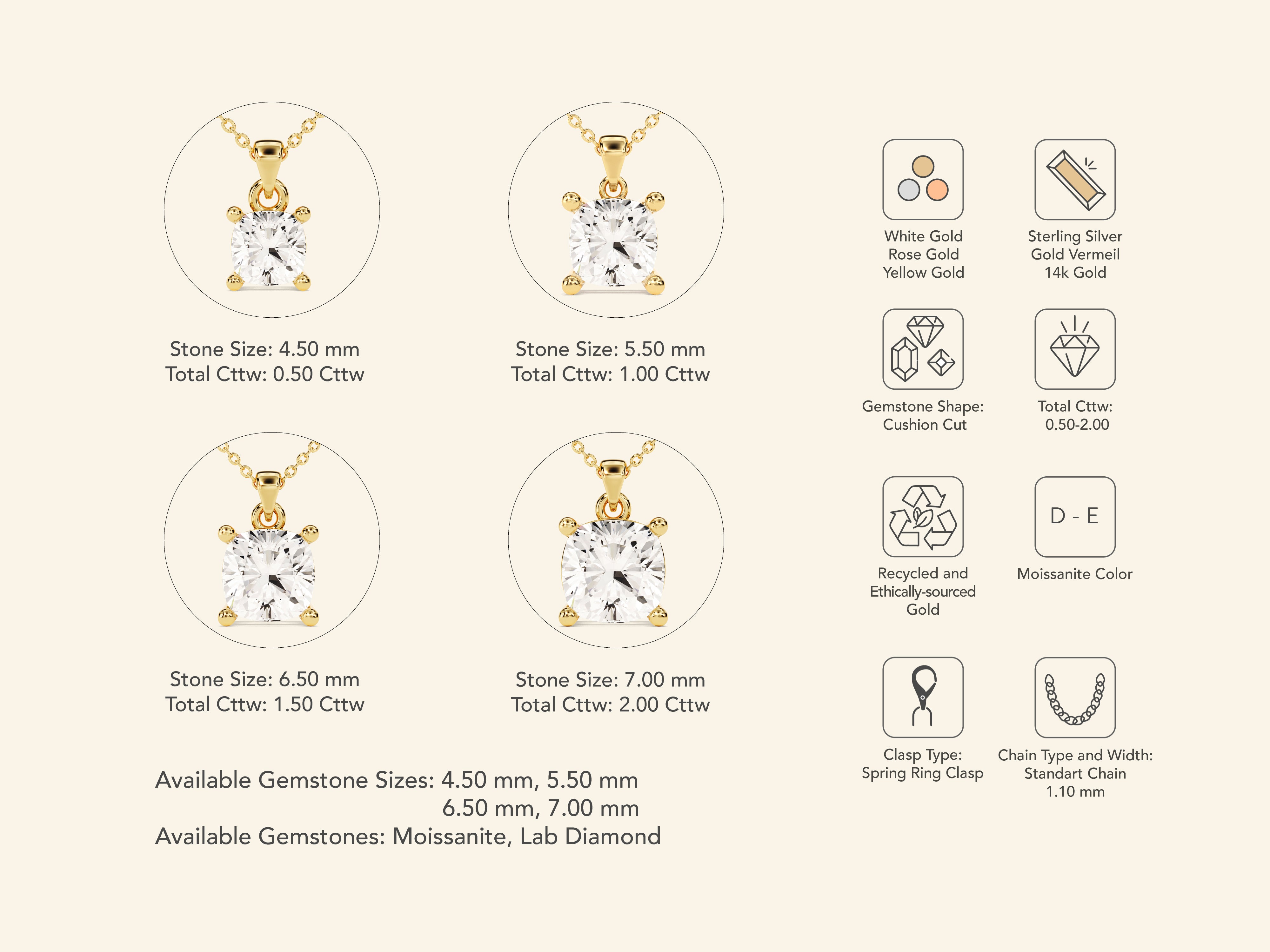 Cushion Cut Necklace