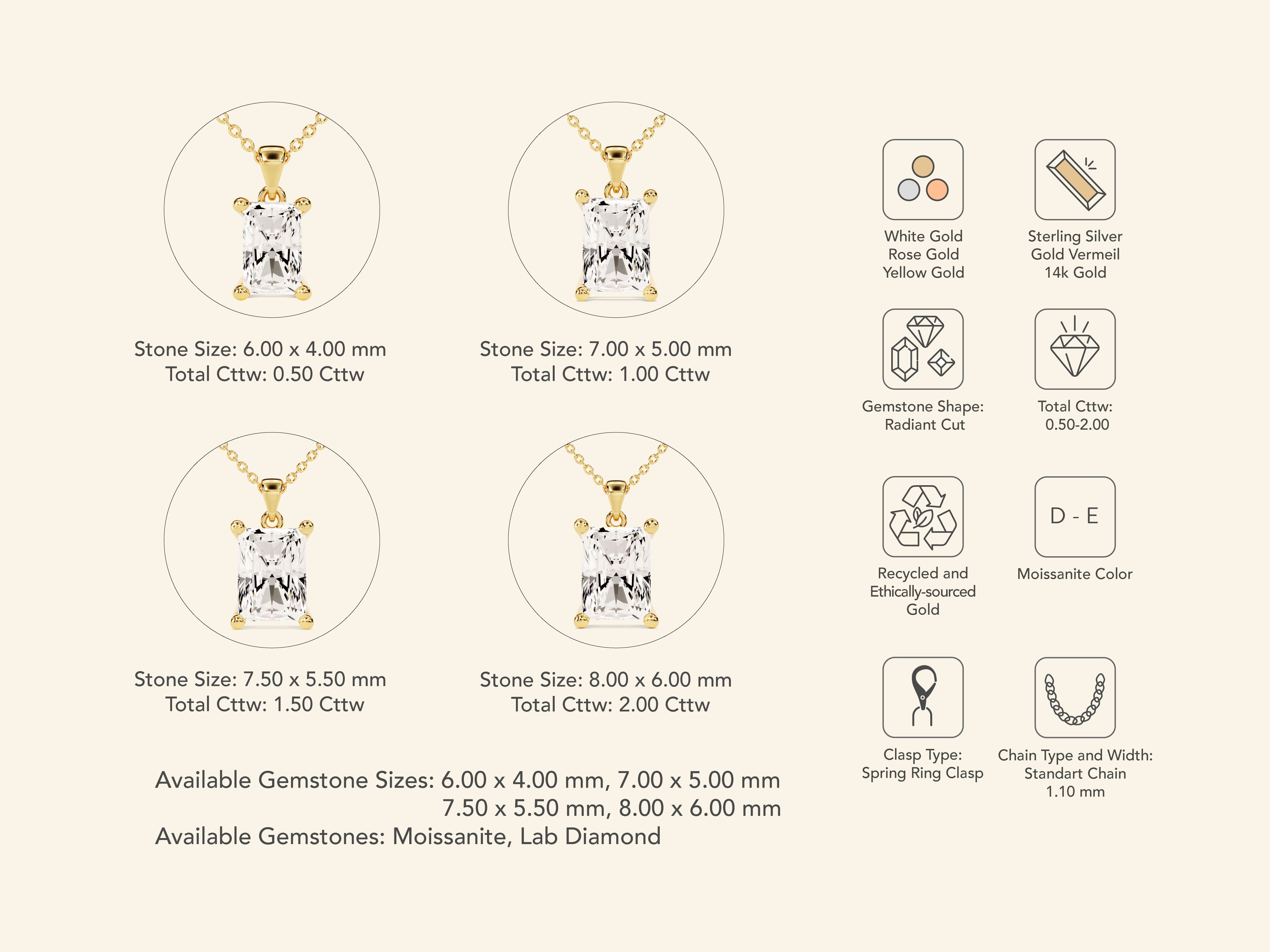 Radiant Cut Necklace