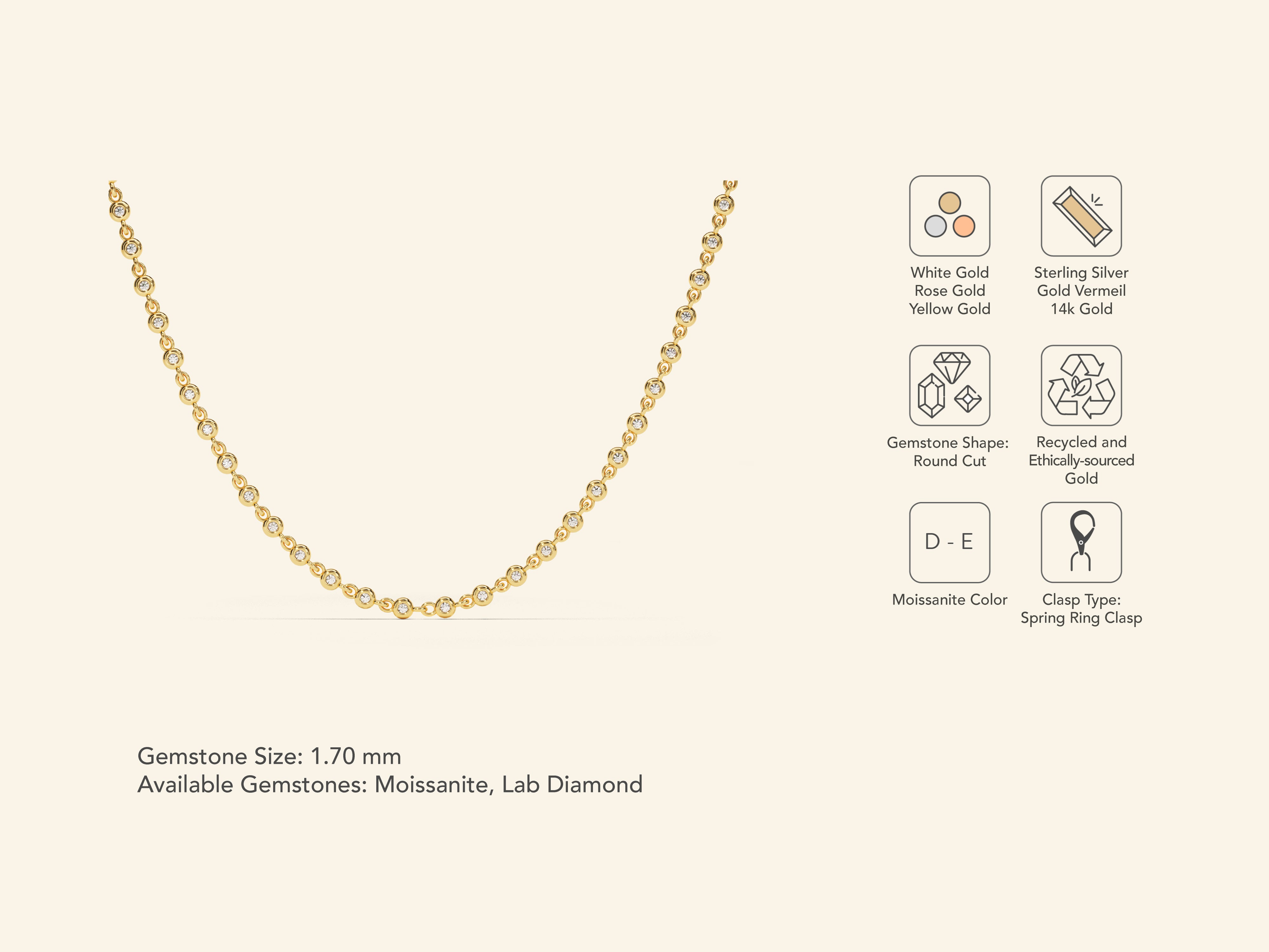 Bezel Tennis Necklace