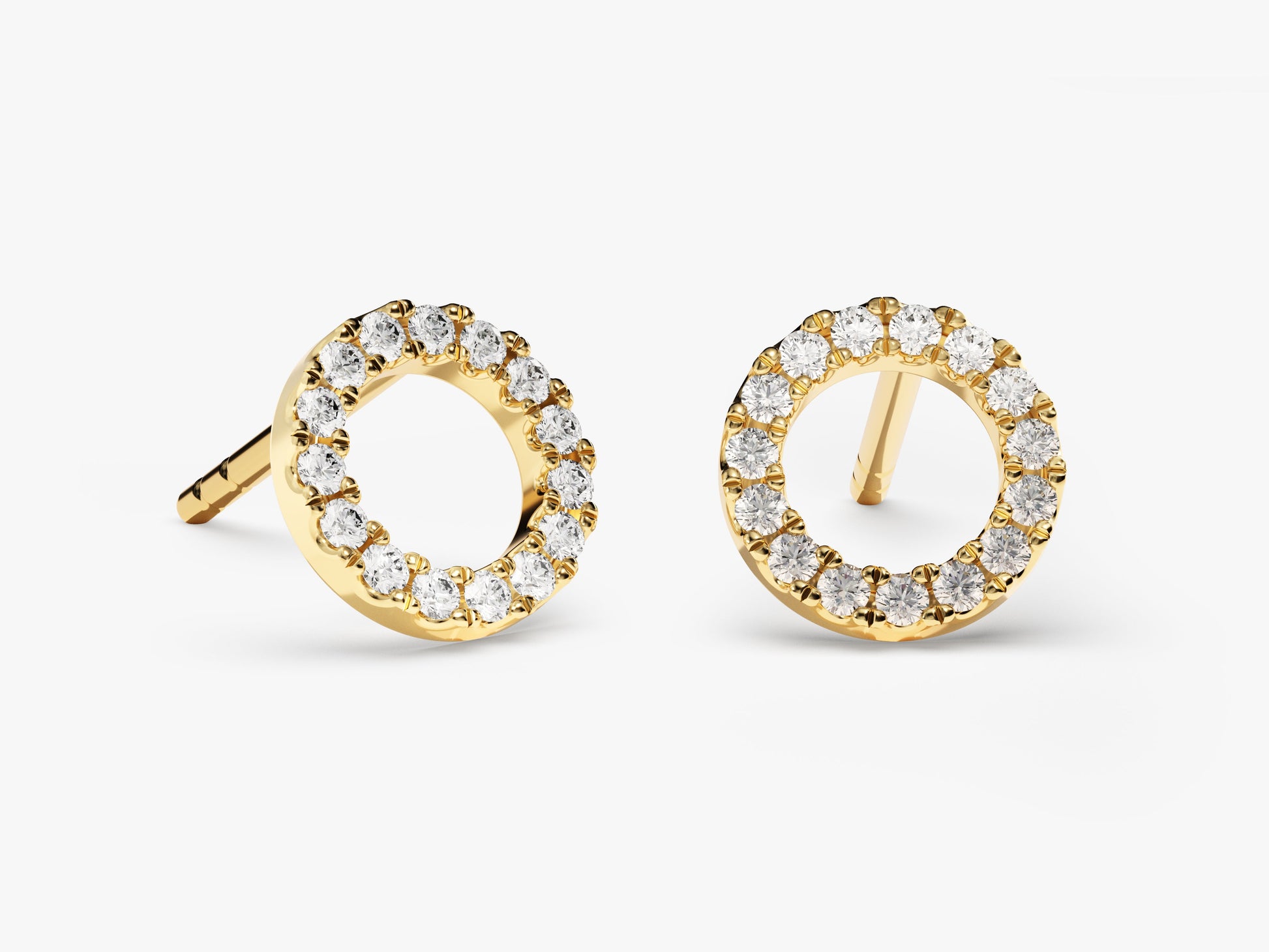 14k Gold Diamond Circle Studs