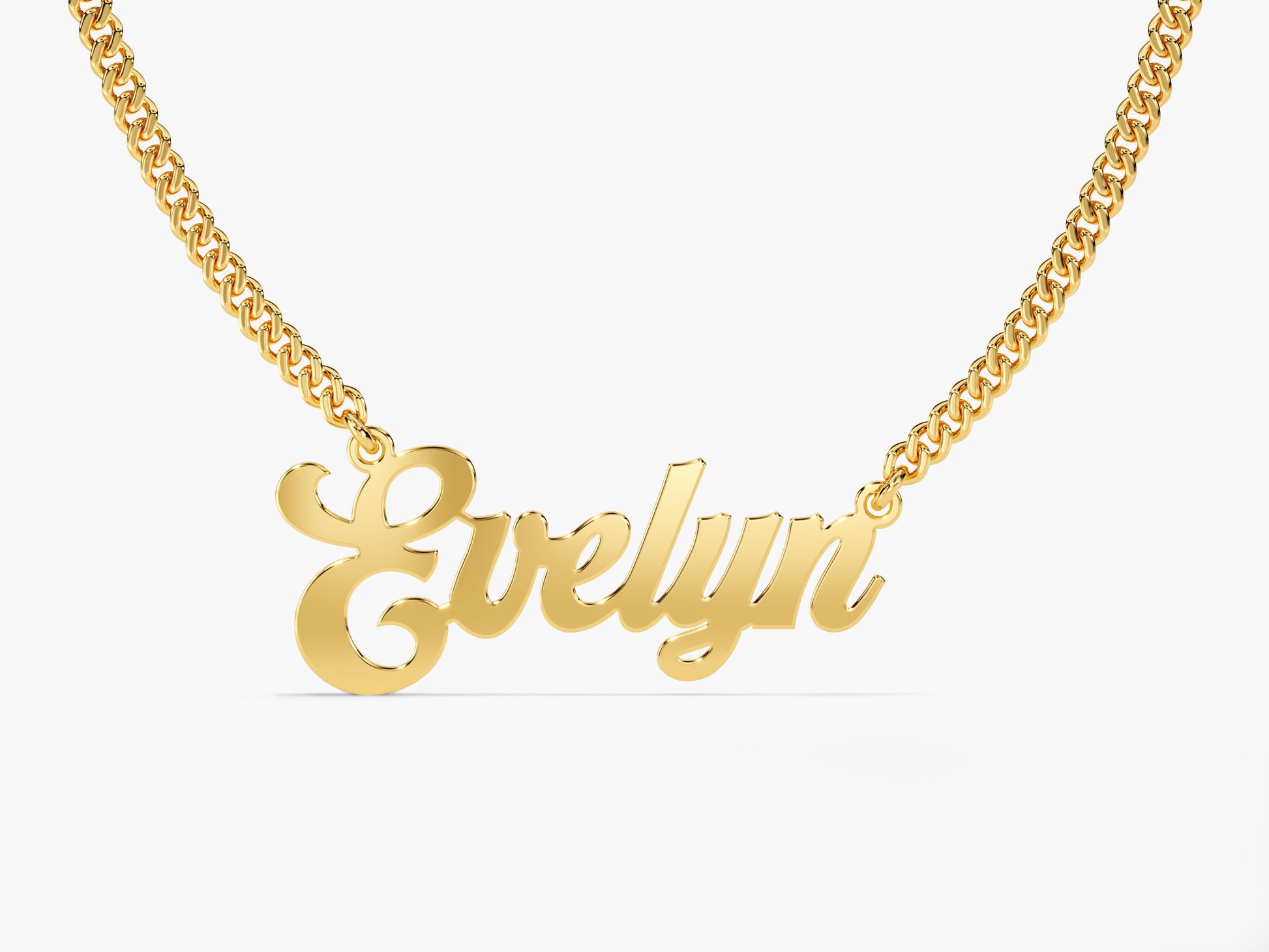 14k Solid Gold Cuban Chain Bold Name Necklace