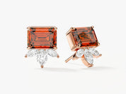 Emerald Cut Birthstone Studs